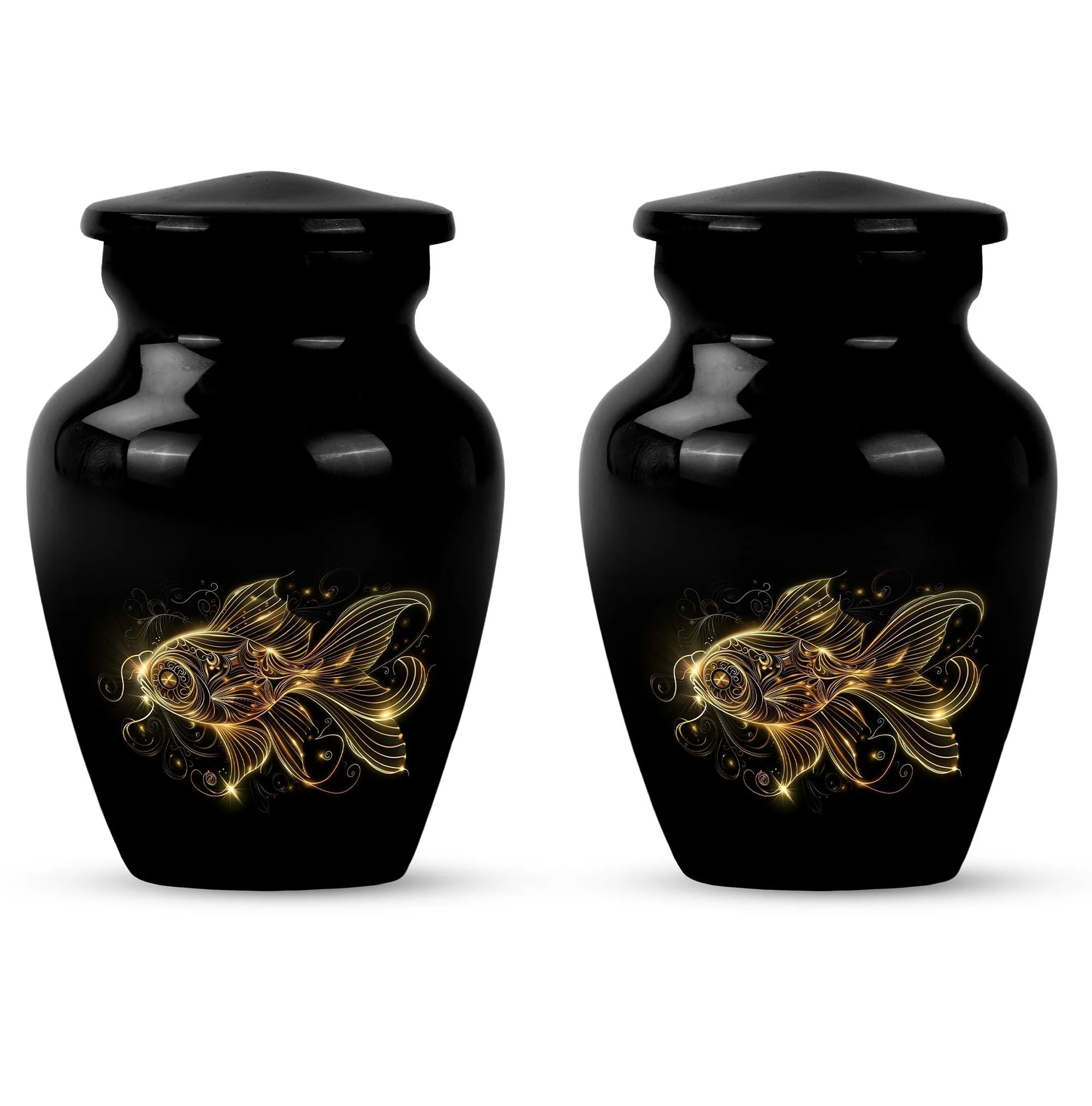 Adorned Gold Fish Cremation Urn - Peaceful Sanctuary for Your