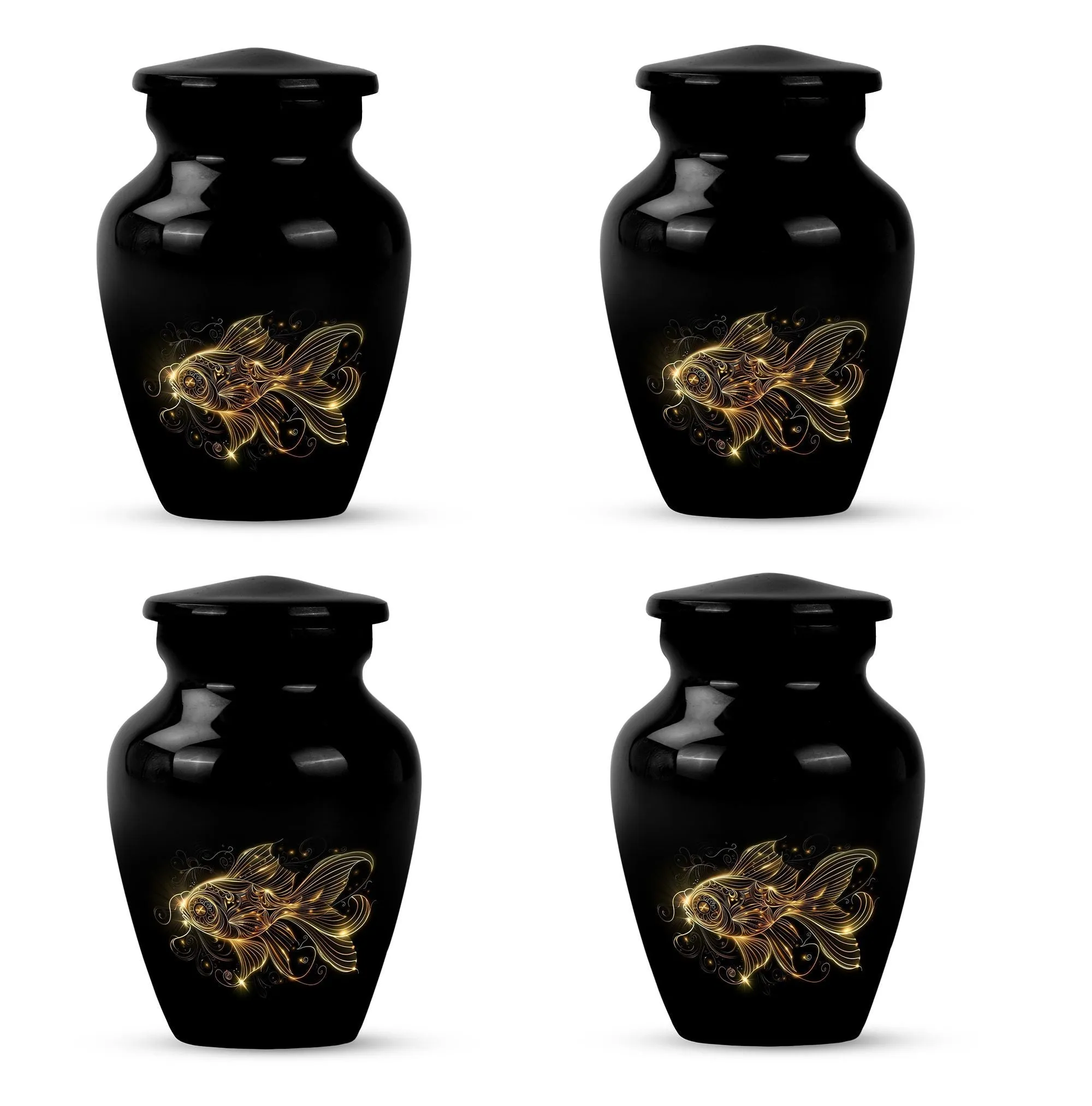 Adorned Gold Fish Cremation Urn - Peaceful Sanctuary for Your
