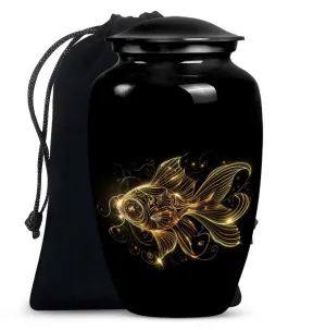 Adorned Gold Fish Cremation Urn - Peaceful Sanctuary for Your