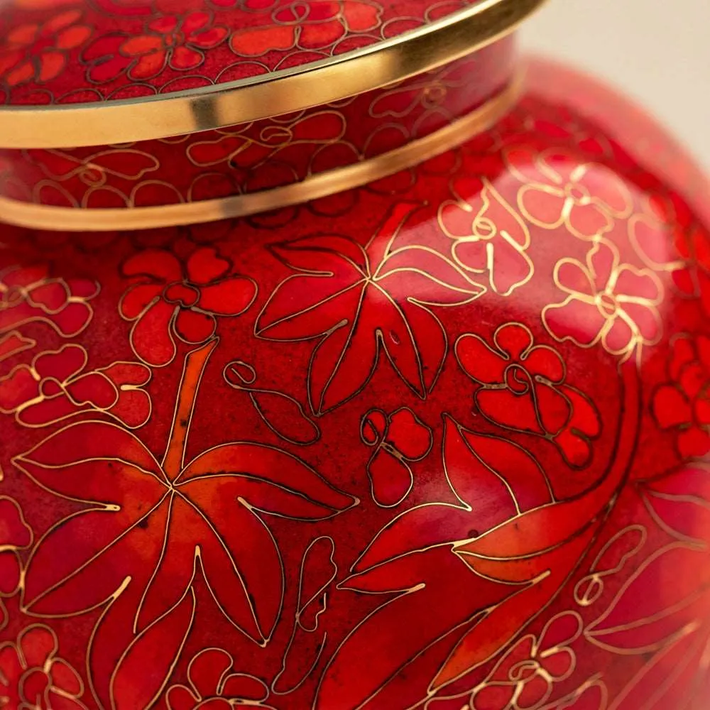 Autumn Leaves Cloisonne Cremation Urn