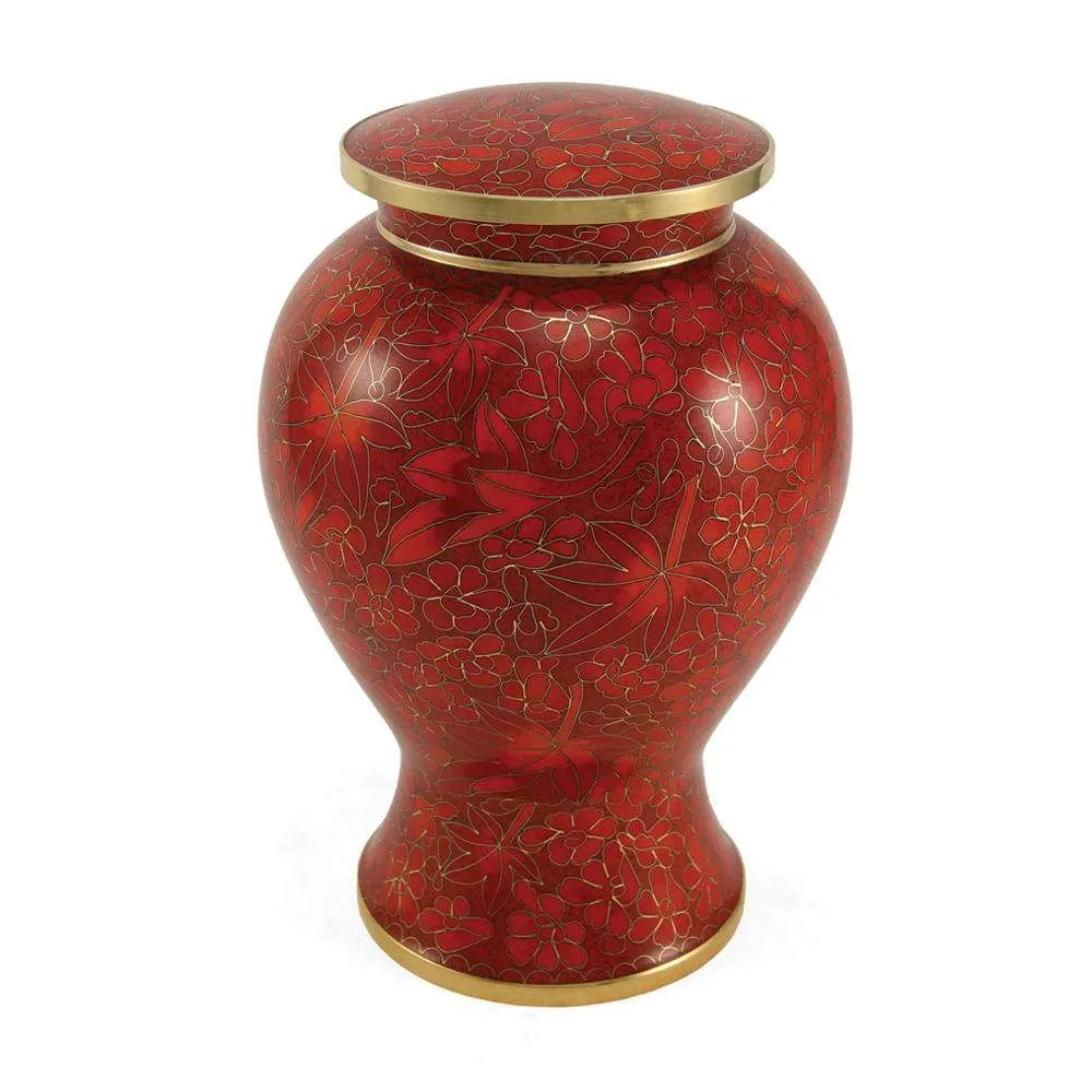 Autumn Leaves Cloisonne Cremation Urn