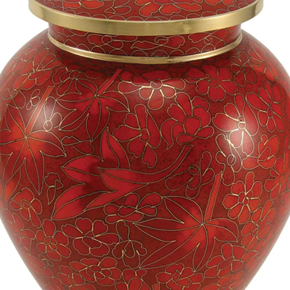 Autumn Leaves Cloisonne Cremation Urn
