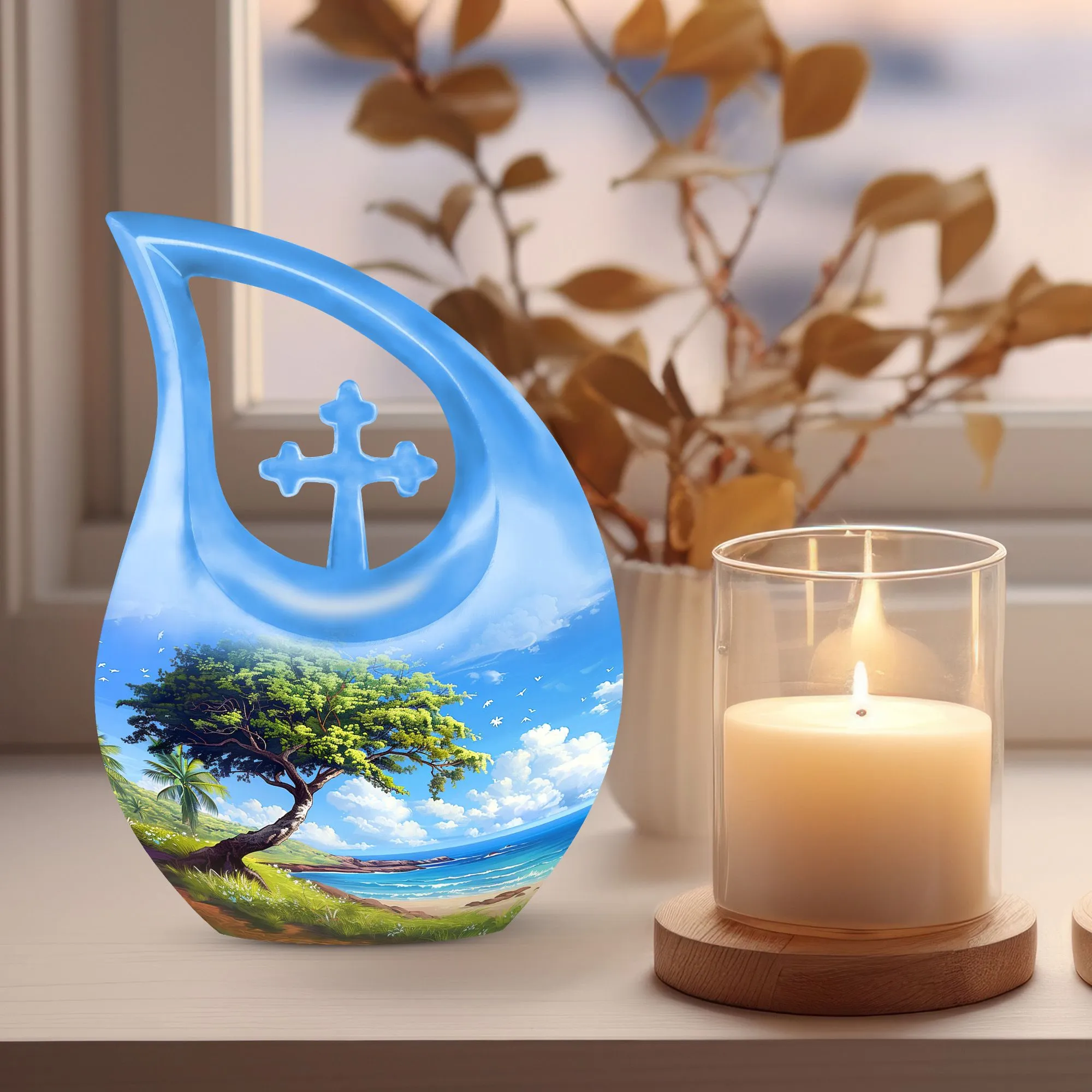Beach Urn Memorial Keepsake: Unique Aluminium Large Cremation Treasure