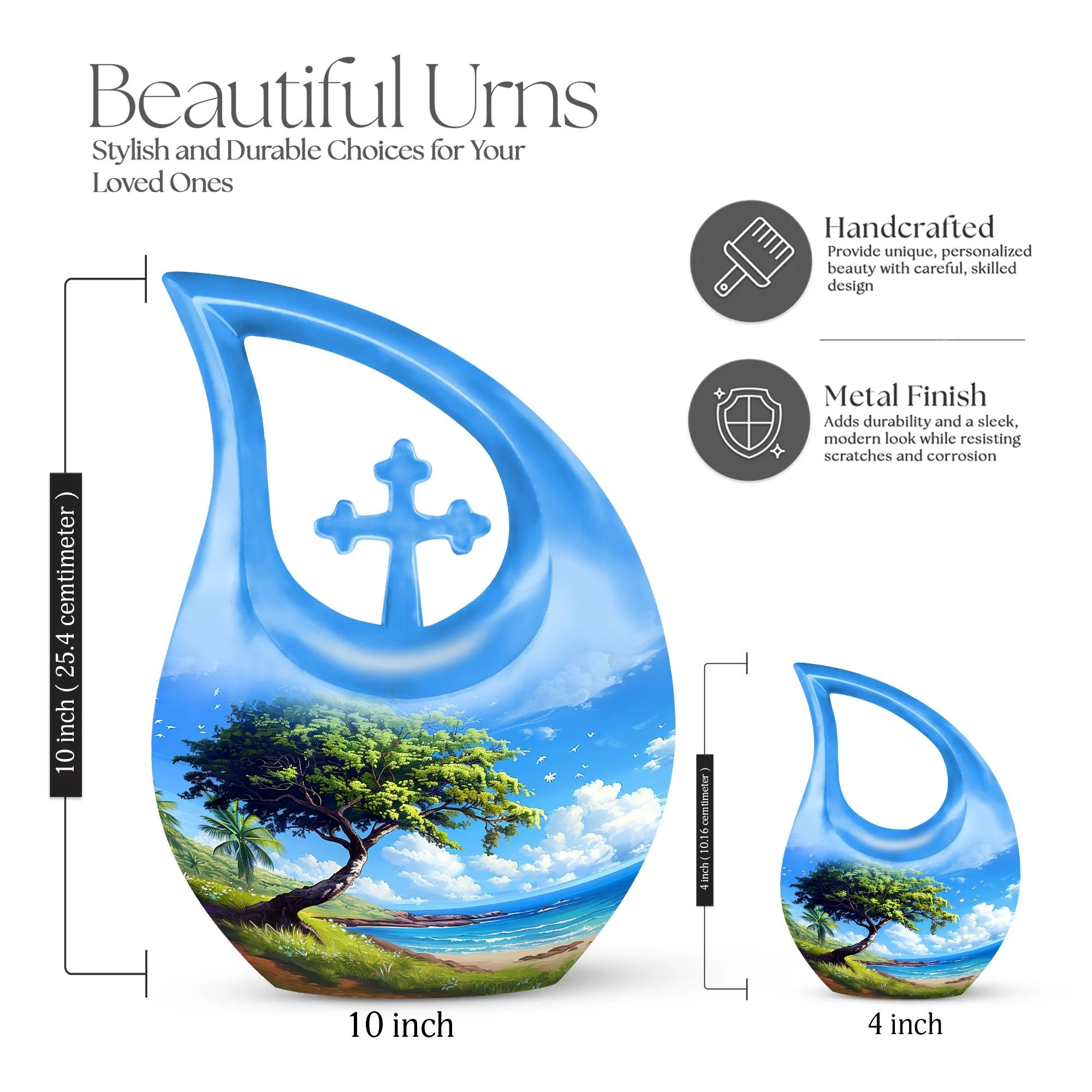 Beach Urn Memorial Keepsake: Unique Aluminium Large Cremation Treasure