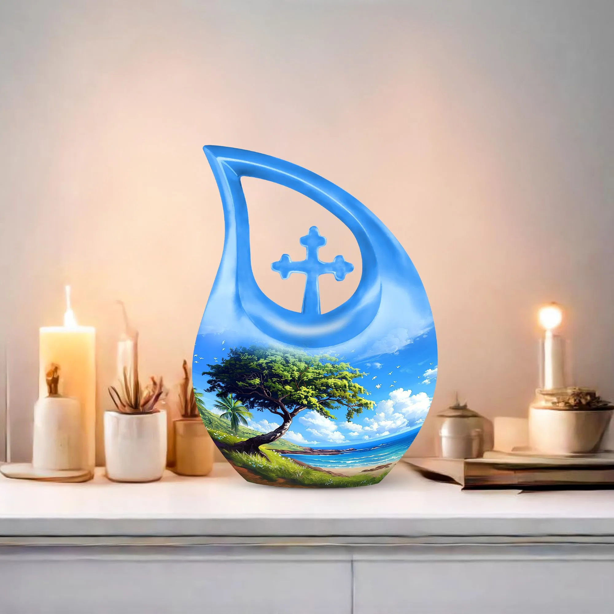 Beach Urn Memorial Keepsake: Unique Aluminium Large Cremation Treasure