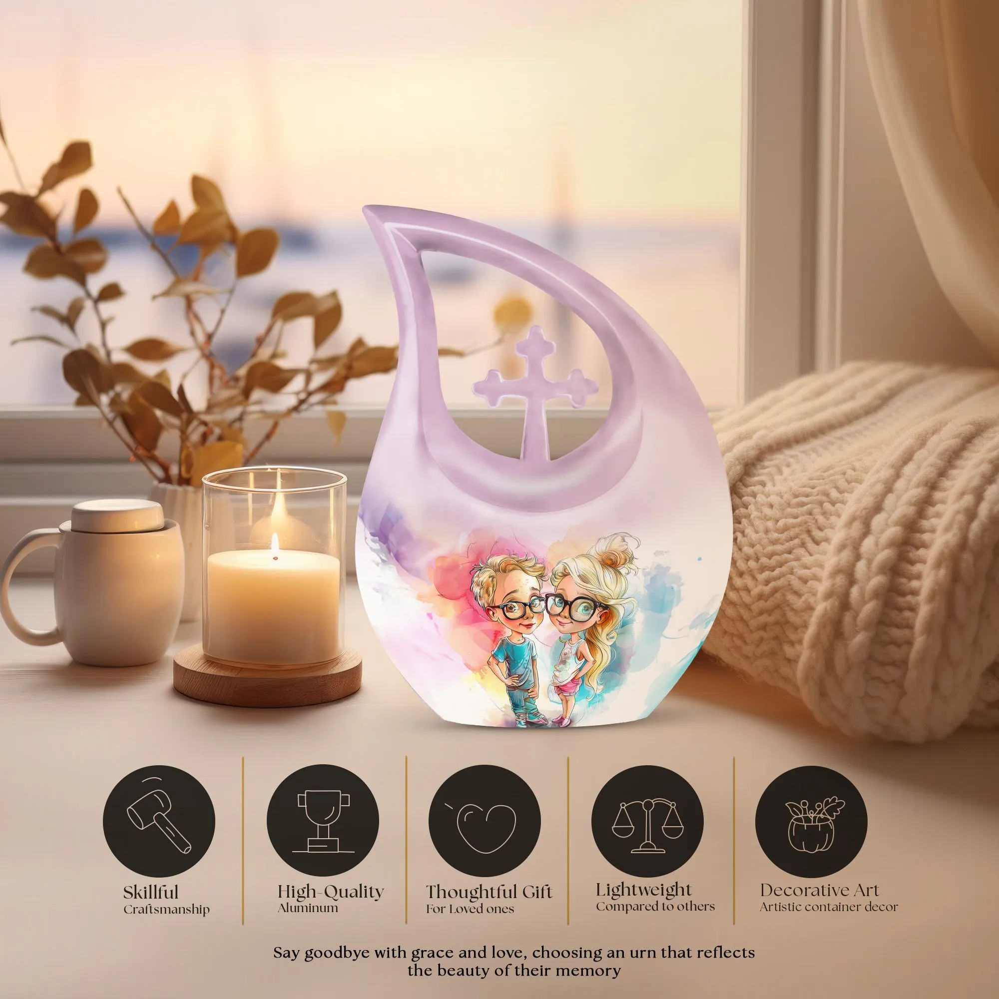 Brother and Sister Urn :Container For Cremated Adult Human Ashes