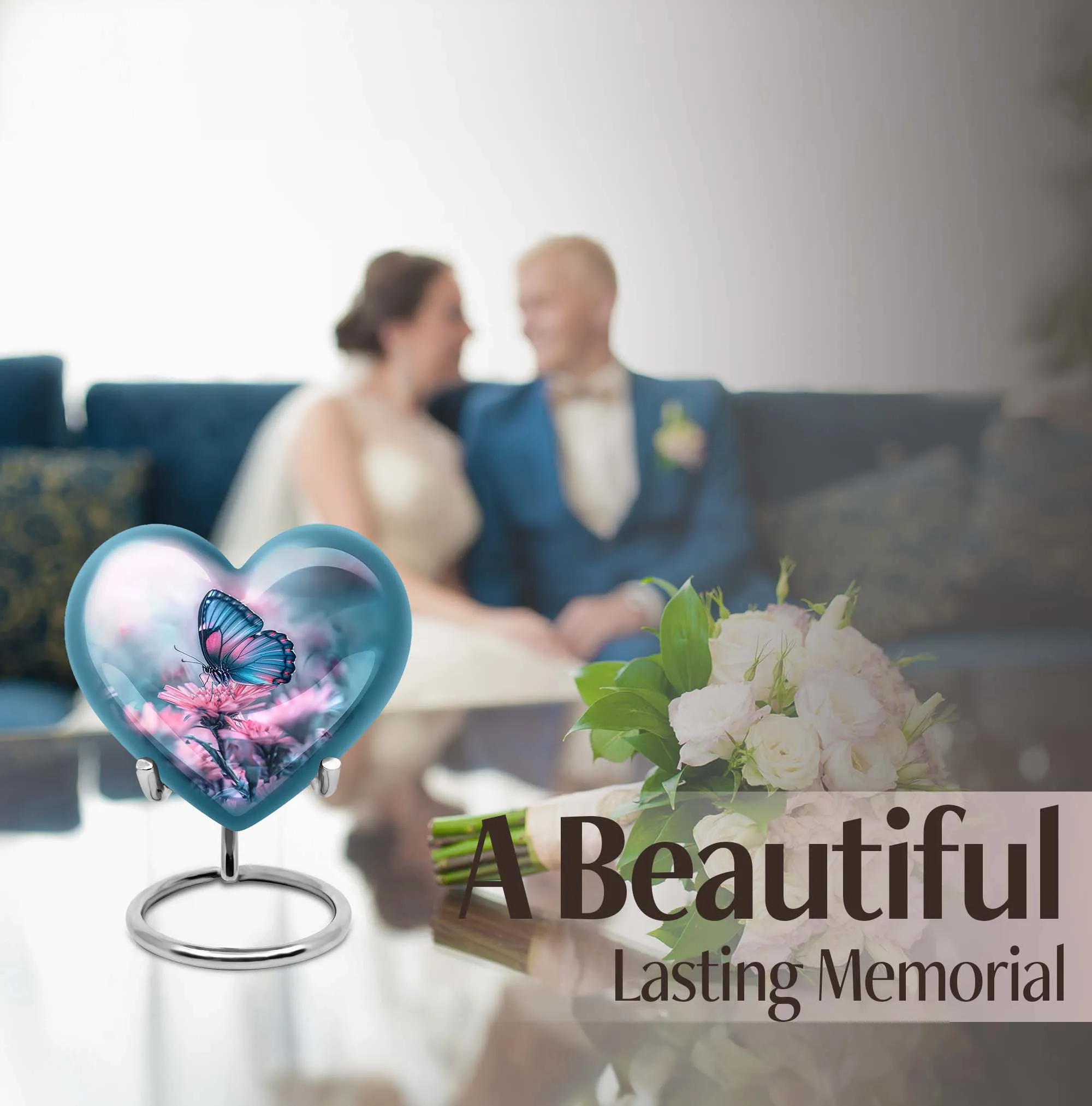 Butterfly Heart Memorial Cremation Urn For Ashes