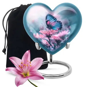 Butterfly Heart Memorial Cremation Urn For Ashes