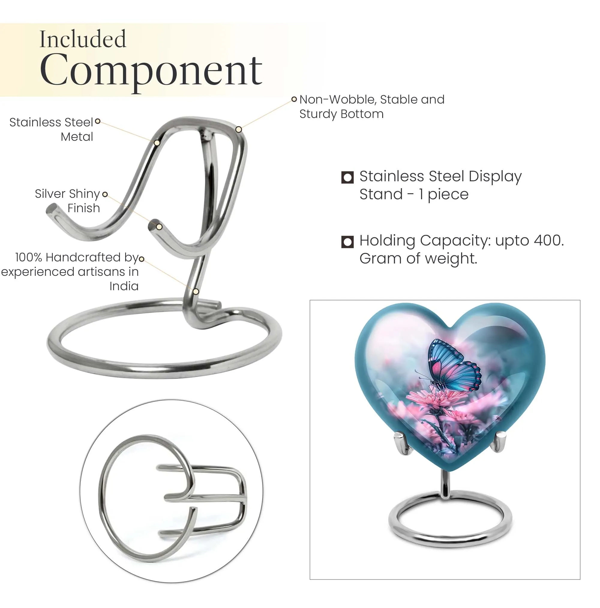 Butterfly Heart Memorial Cremation Urn For Ashes