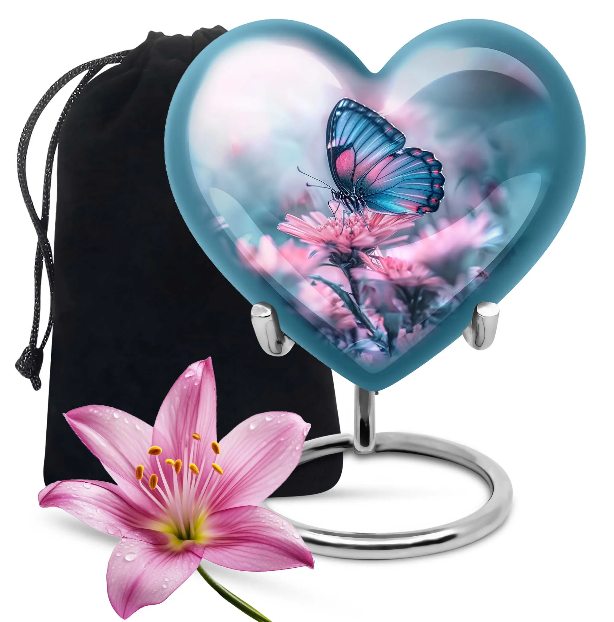 Butterfly Heart Memorial Cremation Urn For Ashes