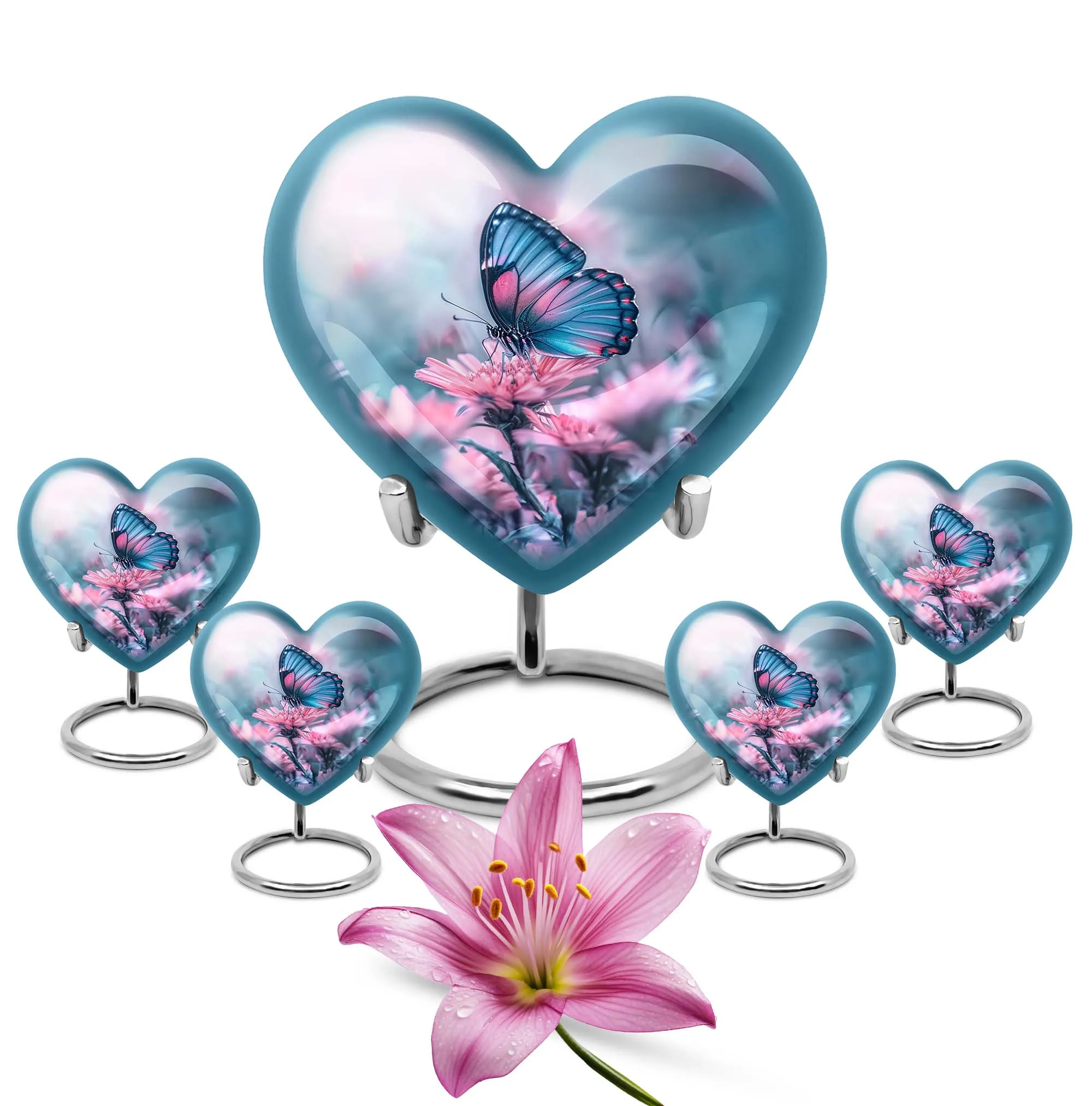 Butterfly Heart Memorial Cremation Urn For Ashes