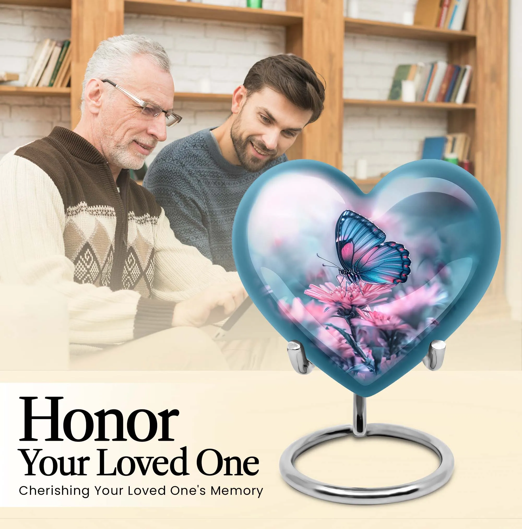 Butterfly Heart Memorial Cremation Urn For Ashes