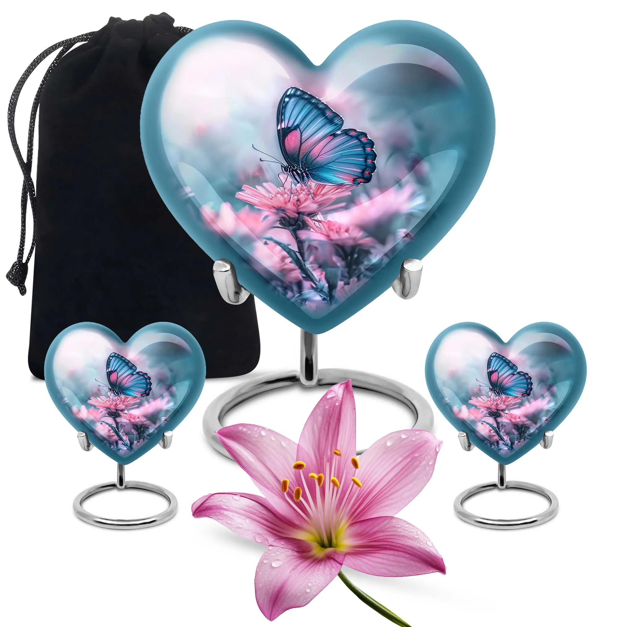 Butterfly Heart Memorial Cremation Urn For Ashes