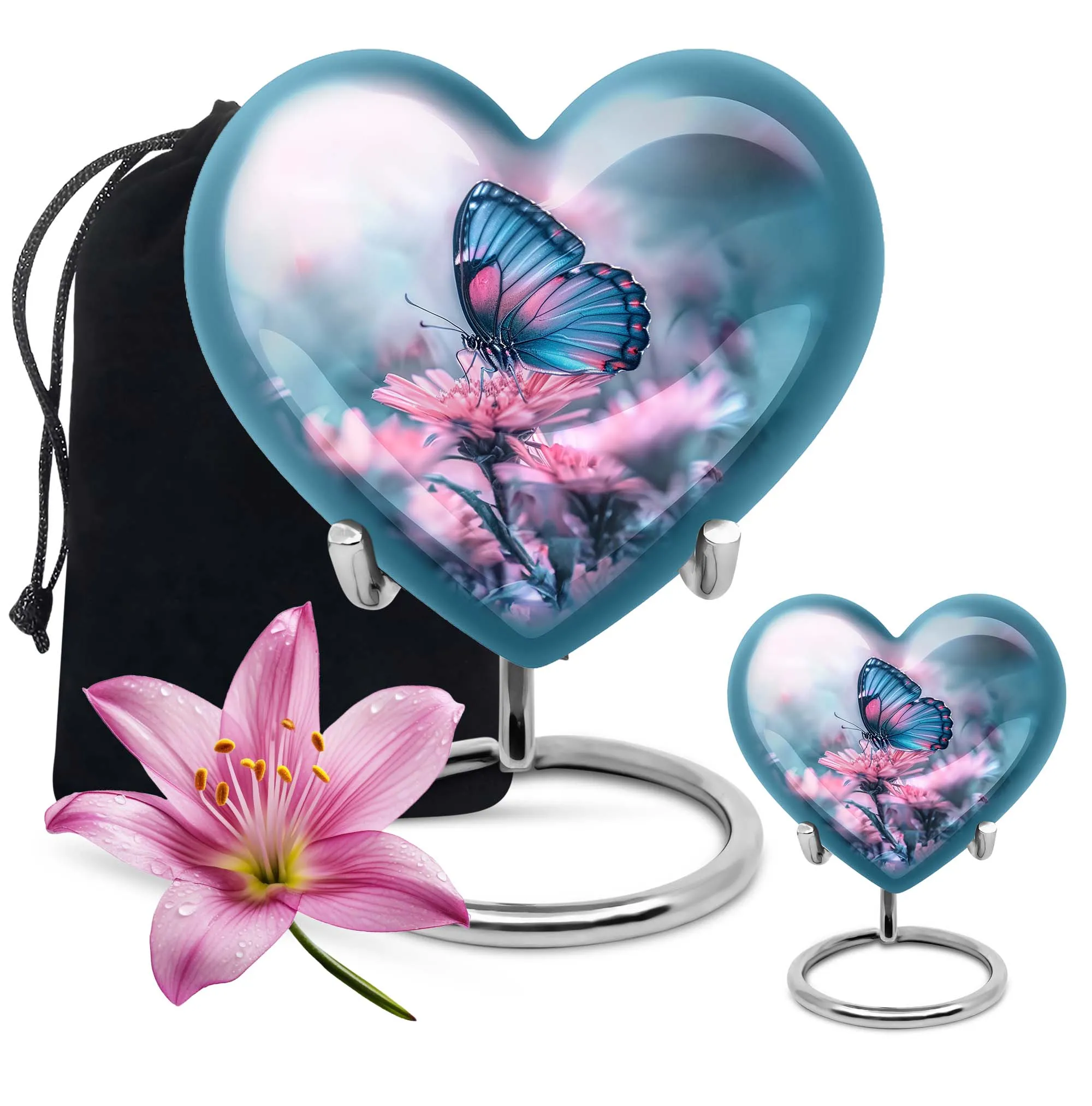 Butterfly Heart Memorial Cremation Urn For Ashes