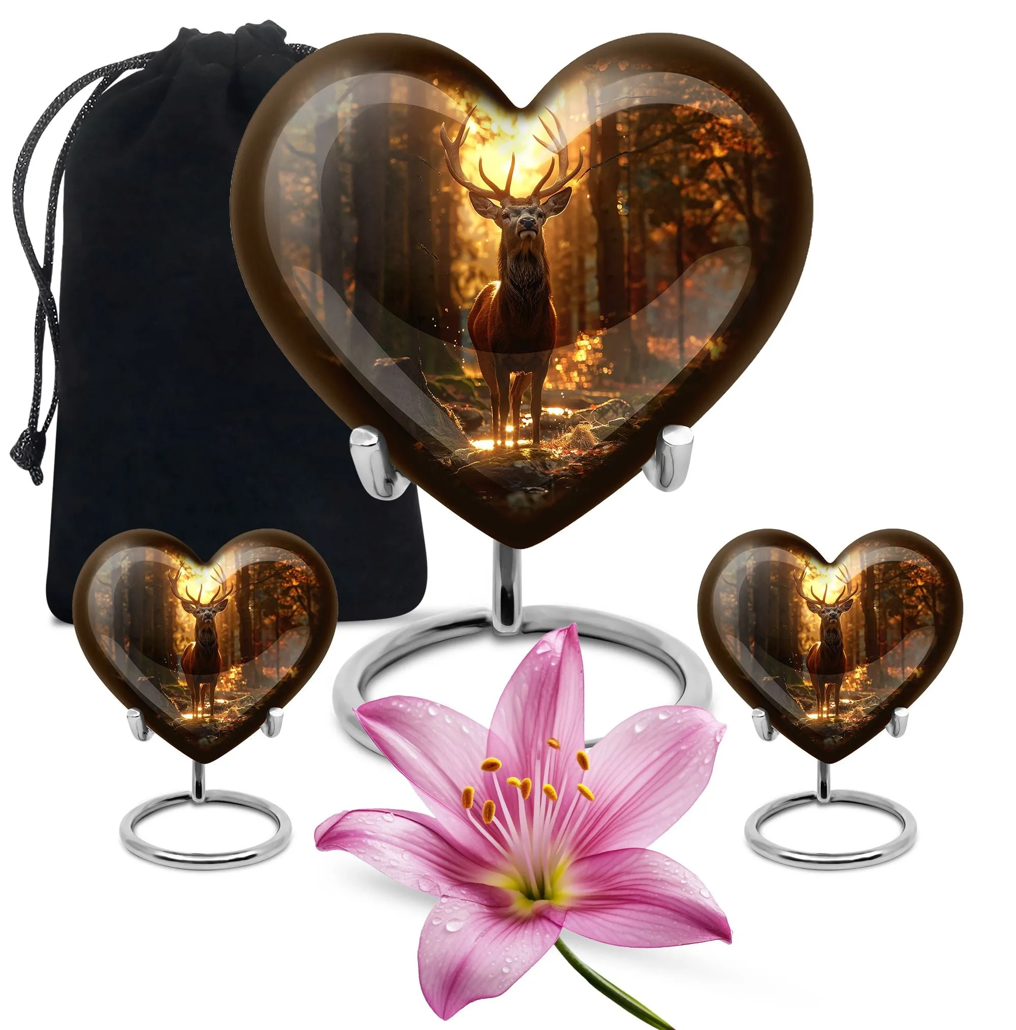 Charismatic Deer Haven - Funeral Cremation Keepsake for Ladies