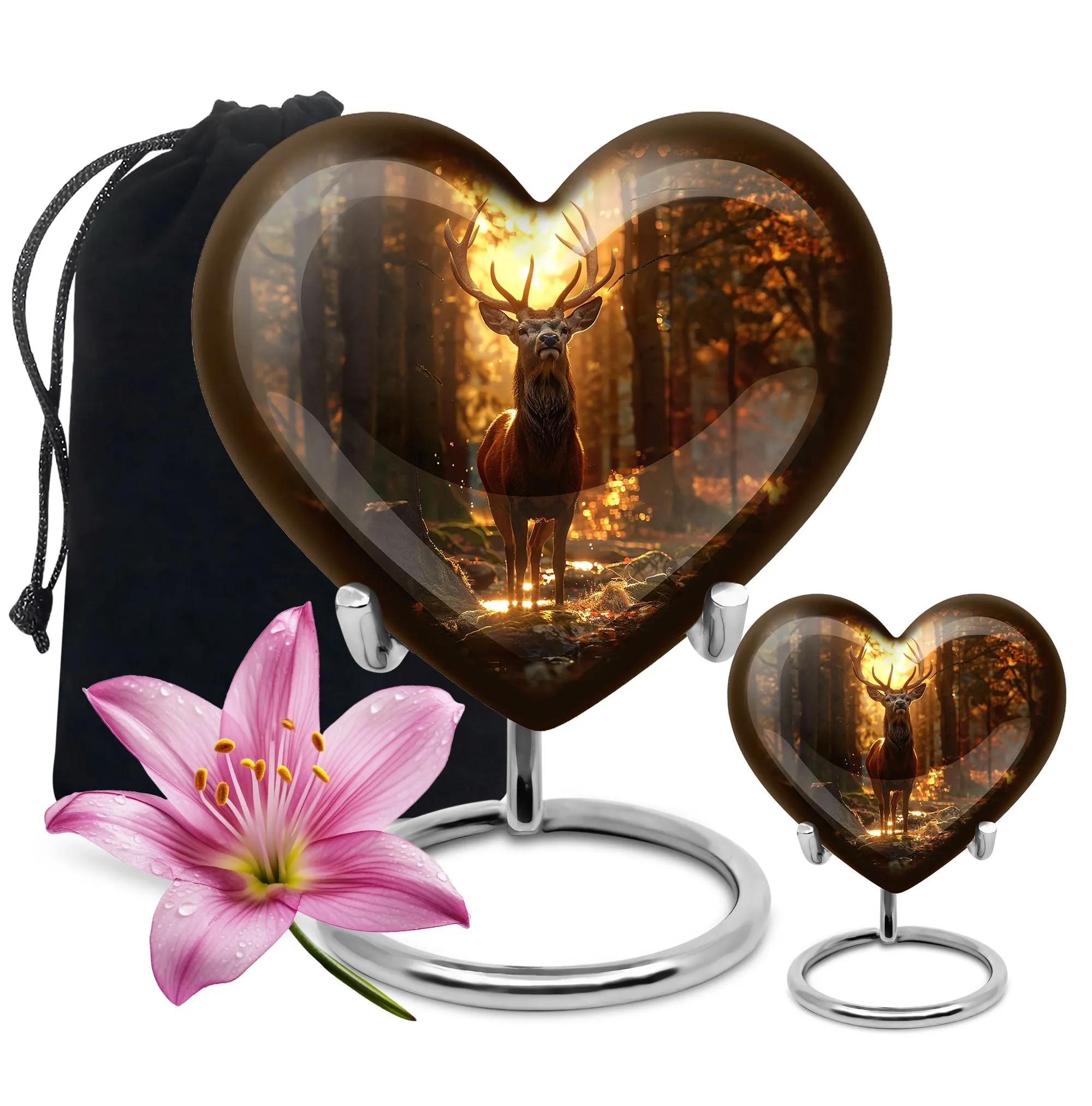 Charismatic Deer Haven - Funeral Cremation Keepsake for Ladies