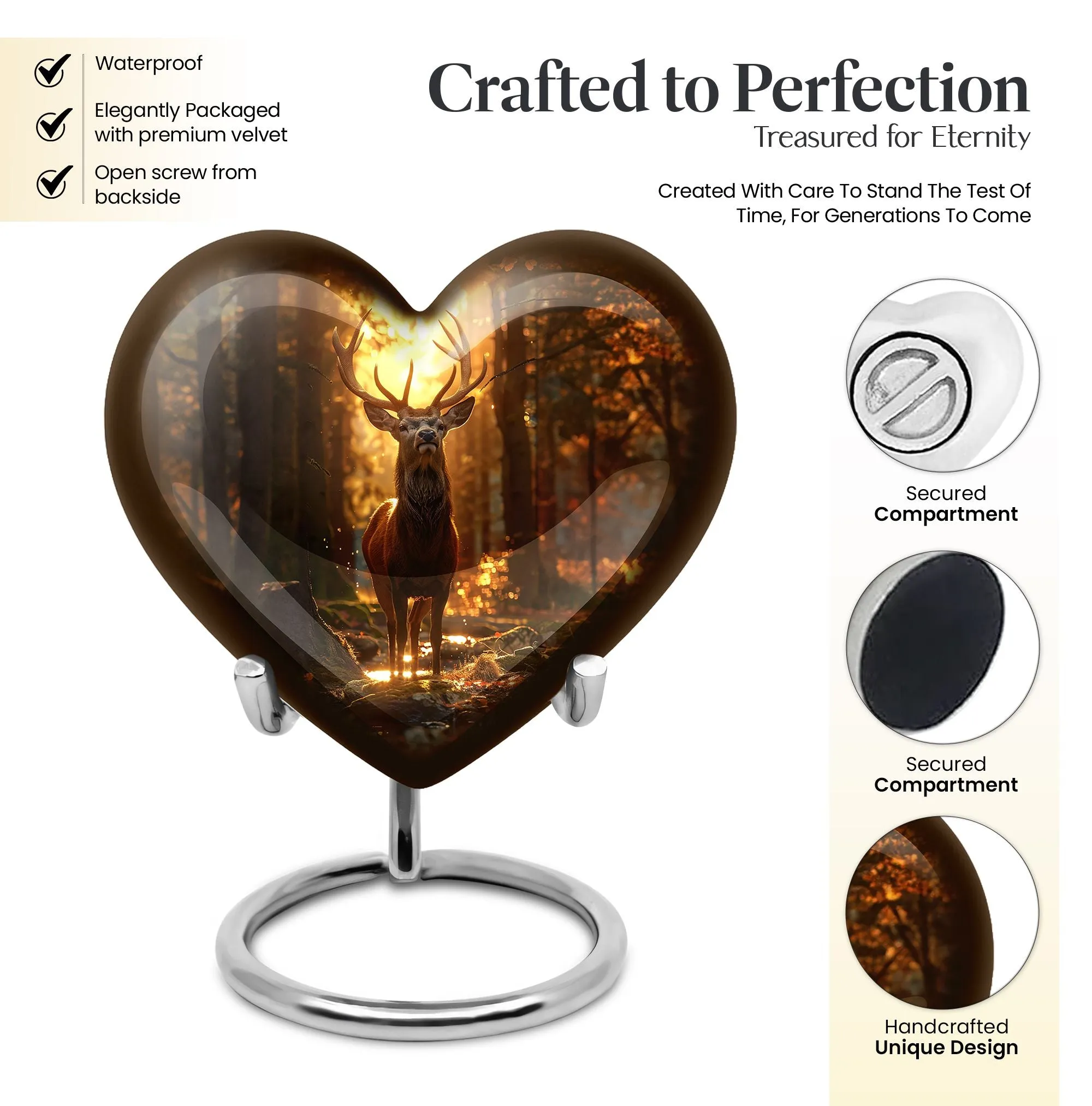Charismatic Deer Haven - Funeral Cremation Keepsake for Ladies