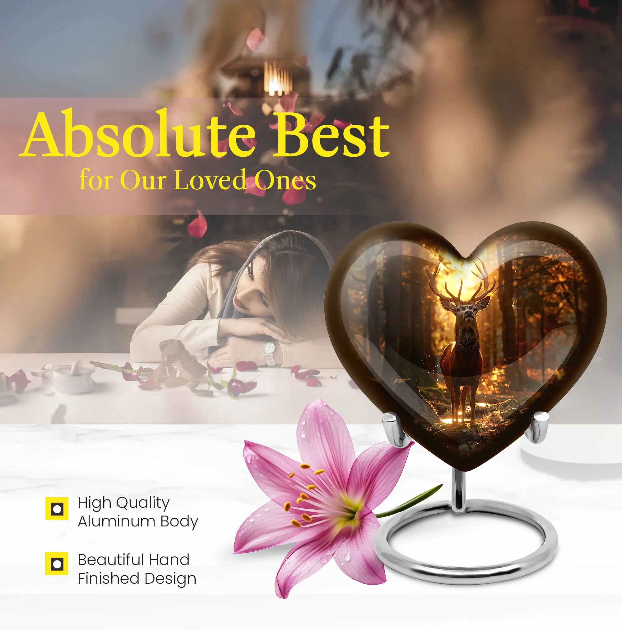 Charismatic Deer Haven - Funeral Cremation Keepsake for Ladies