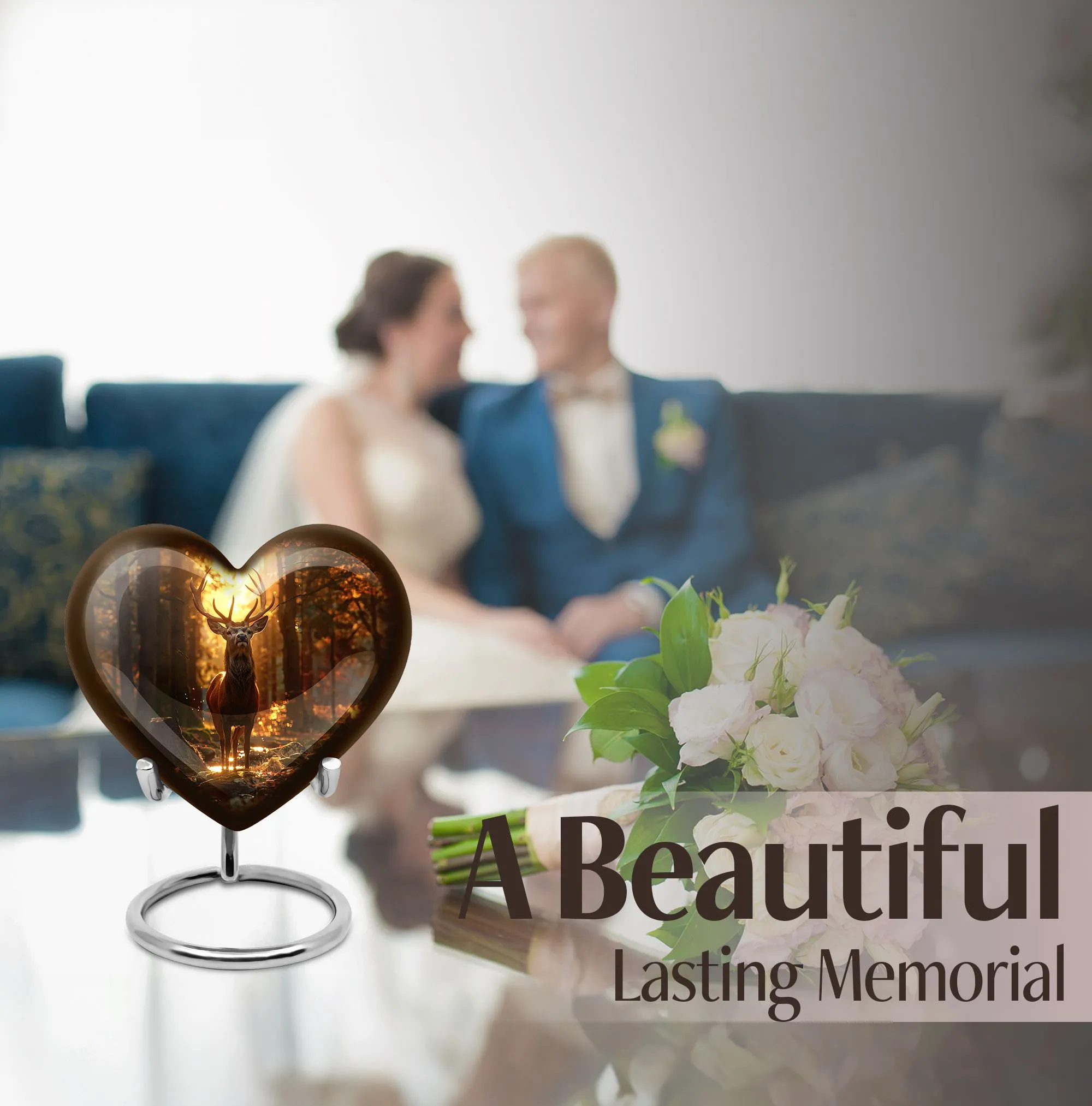 Charismatic Deer Haven - Funeral Cremation Keepsake for Ladies