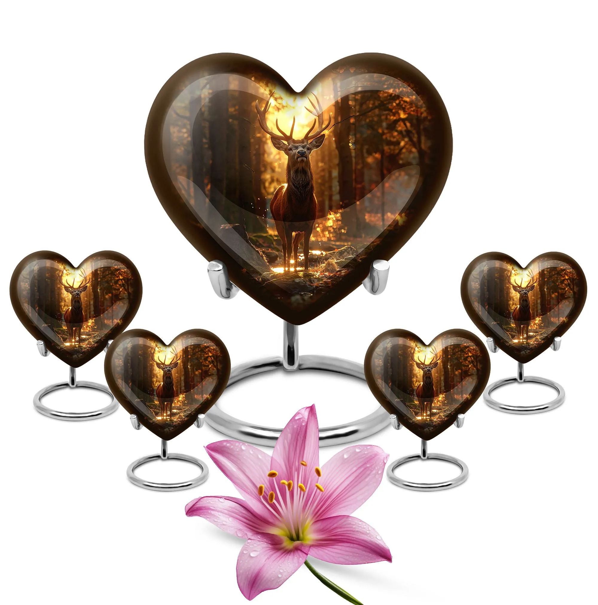 Charismatic Deer Haven - Funeral Cremation Keepsake for Ladies