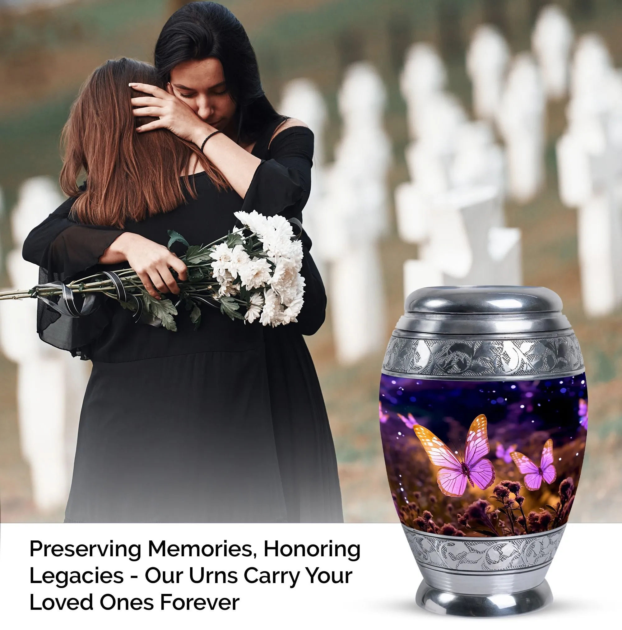 Colorful Butterfly Cremation Urn for Adults
