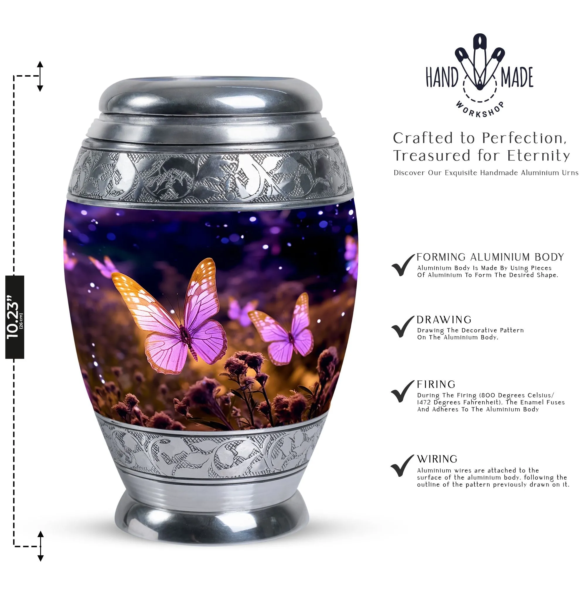Colorful Butterfly Cremation Urn for Adults