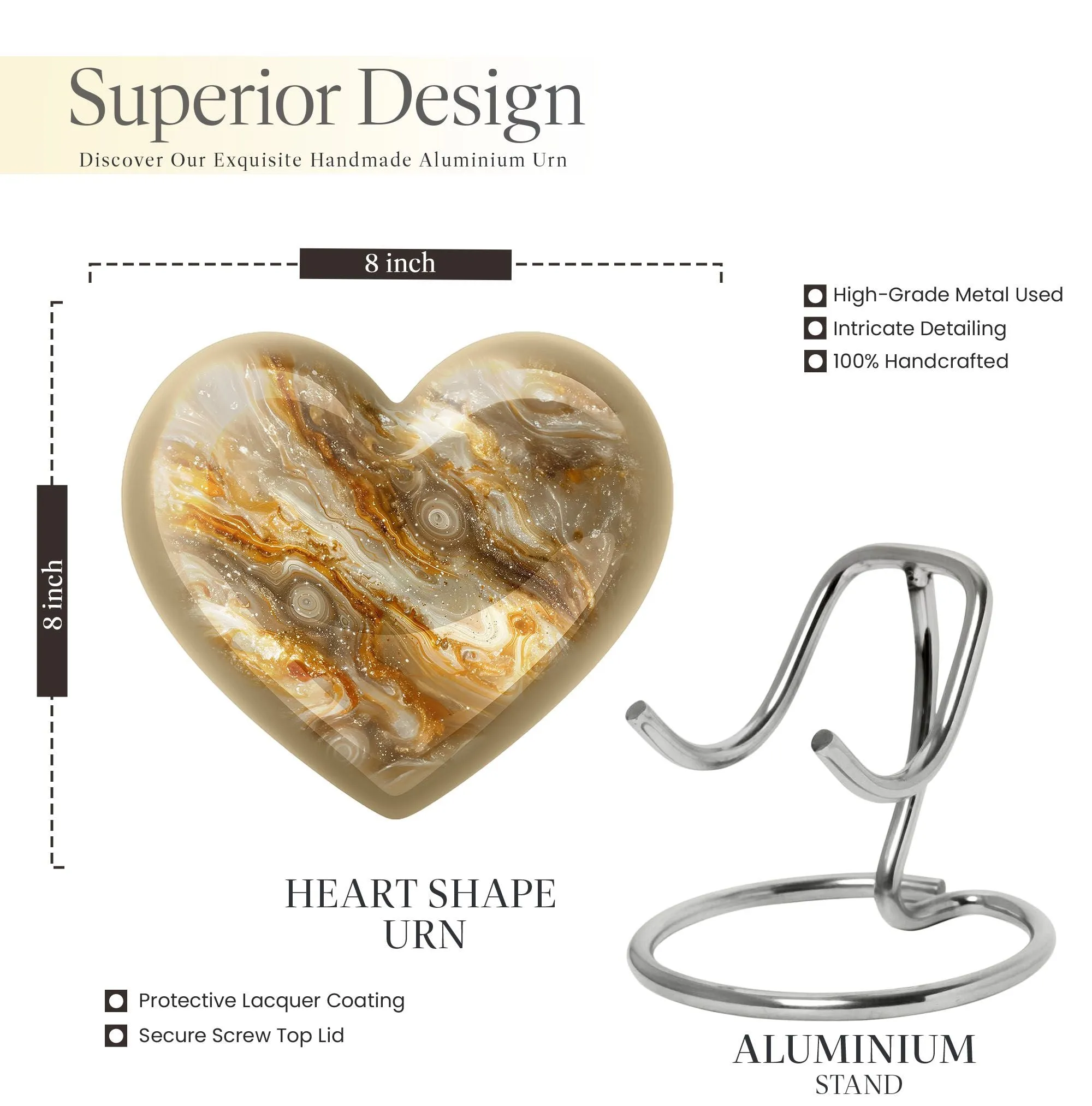 Colourful Swirl Heart Tribute: Large Abstract Memorial Cremation Urn