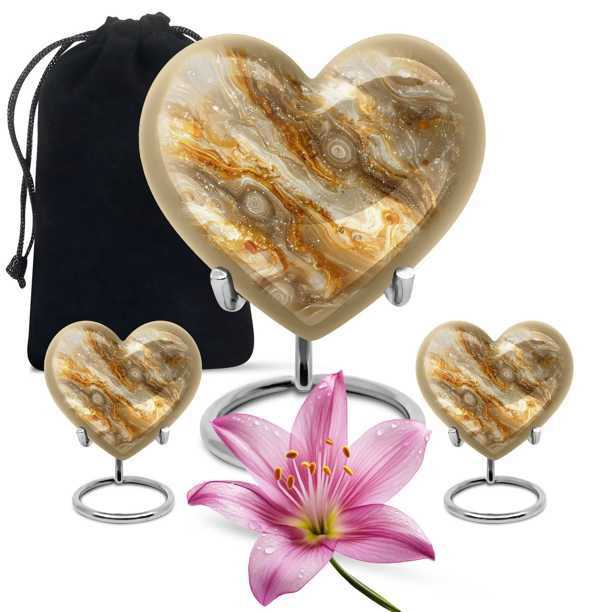 Colourful Swirl Heart Tribute: Large Abstract Memorial Cremation Urn