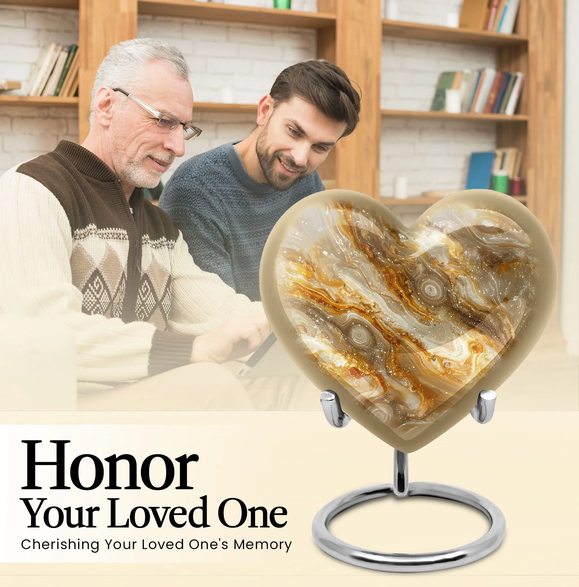 Colourful Swirl Heart Tribute: Large Abstract Memorial Cremation Urn