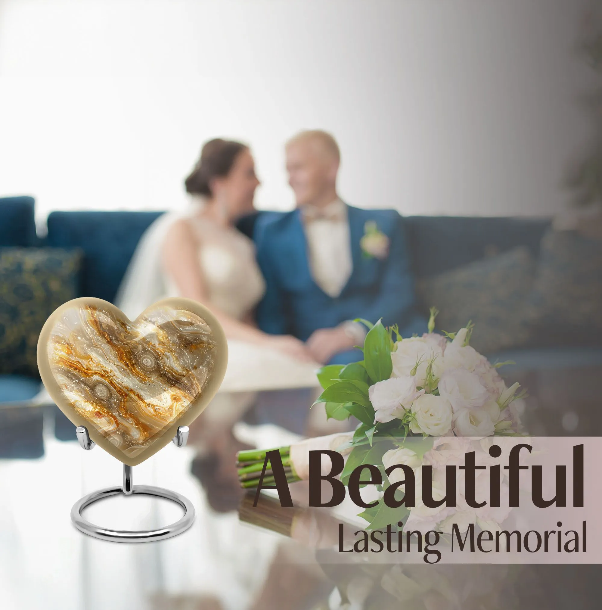 Colourful Swirl Heart Tribute: Large Abstract Memorial Cremation Urn