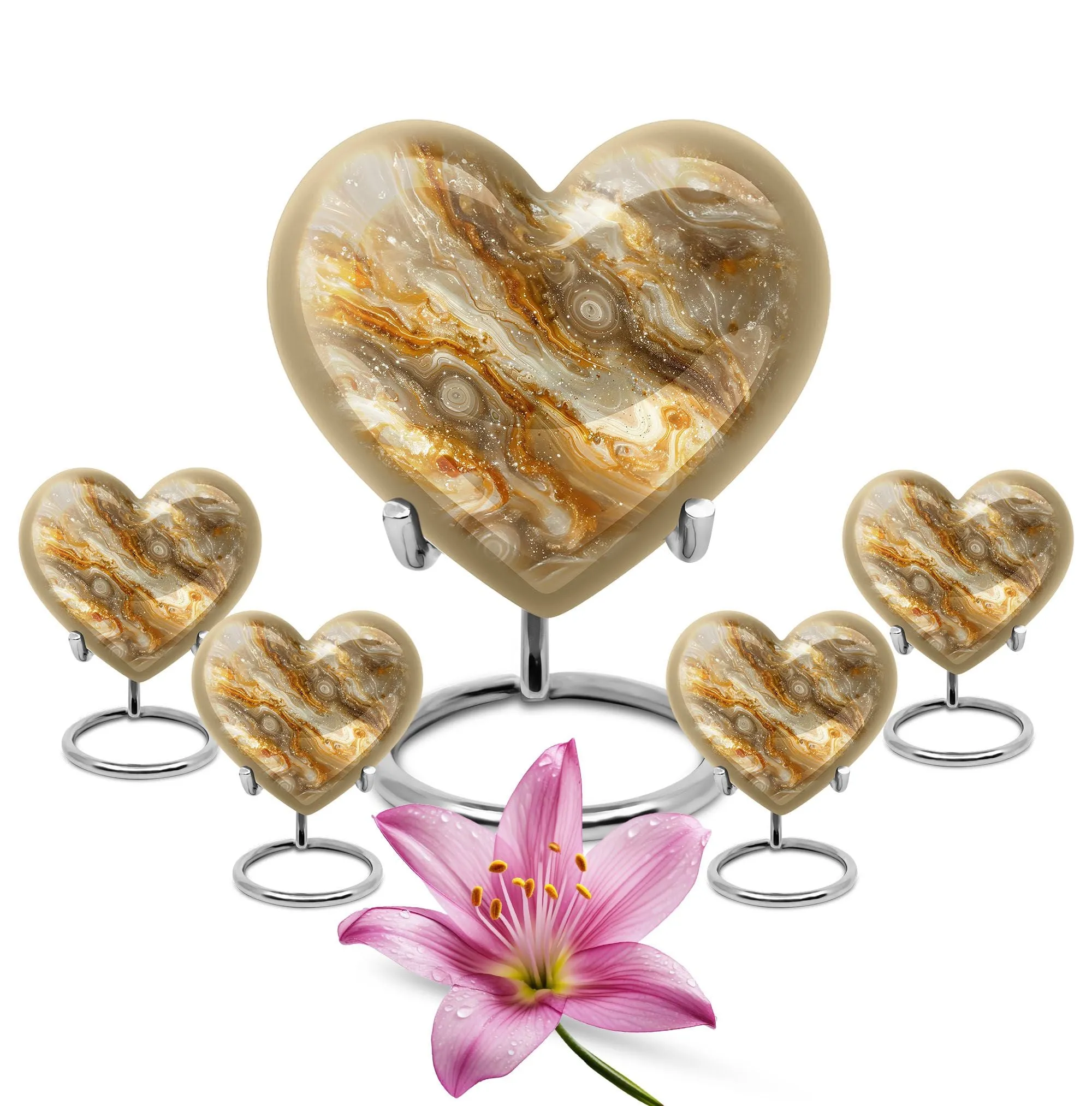 Colourful Swirl Heart Tribute: Large Abstract Memorial Cremation Urn