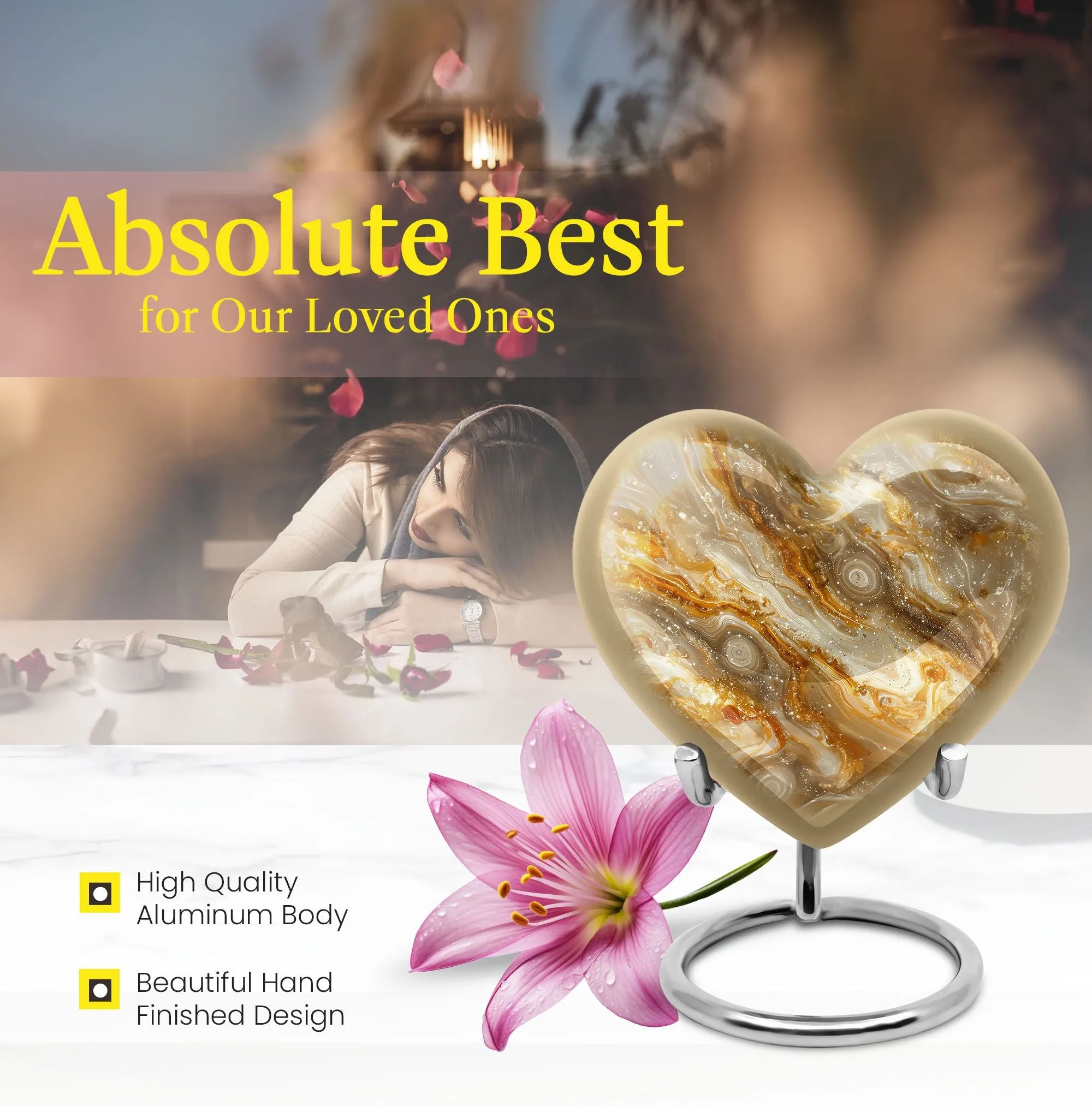 Colourful Swirl Heart Tribute: Large Abstract Memorial Cremation Urn