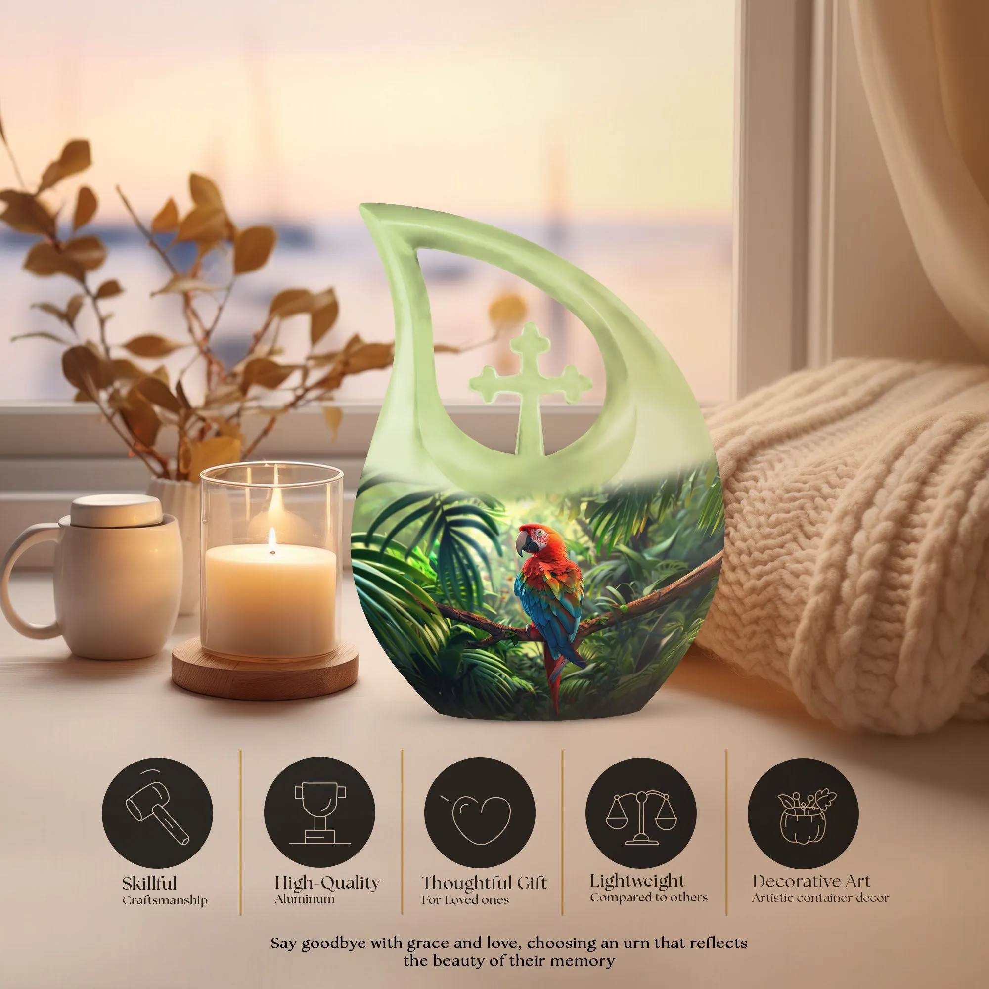 Companion Macaw Parrot Memorial, Distinctive Adult Urns for Cherished Memories