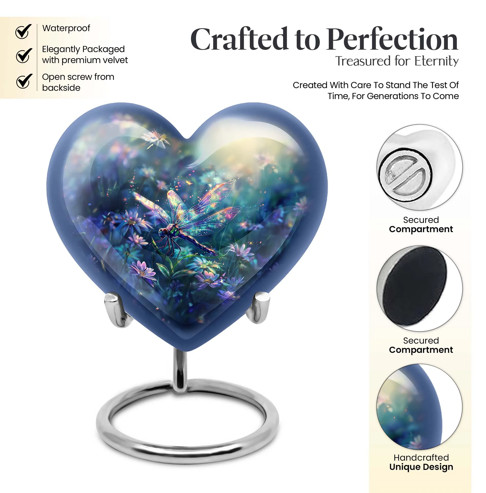 Cosmic Dragonfly Eternity - 10-Inch Aluminium Memorial Urn for Human Ashes