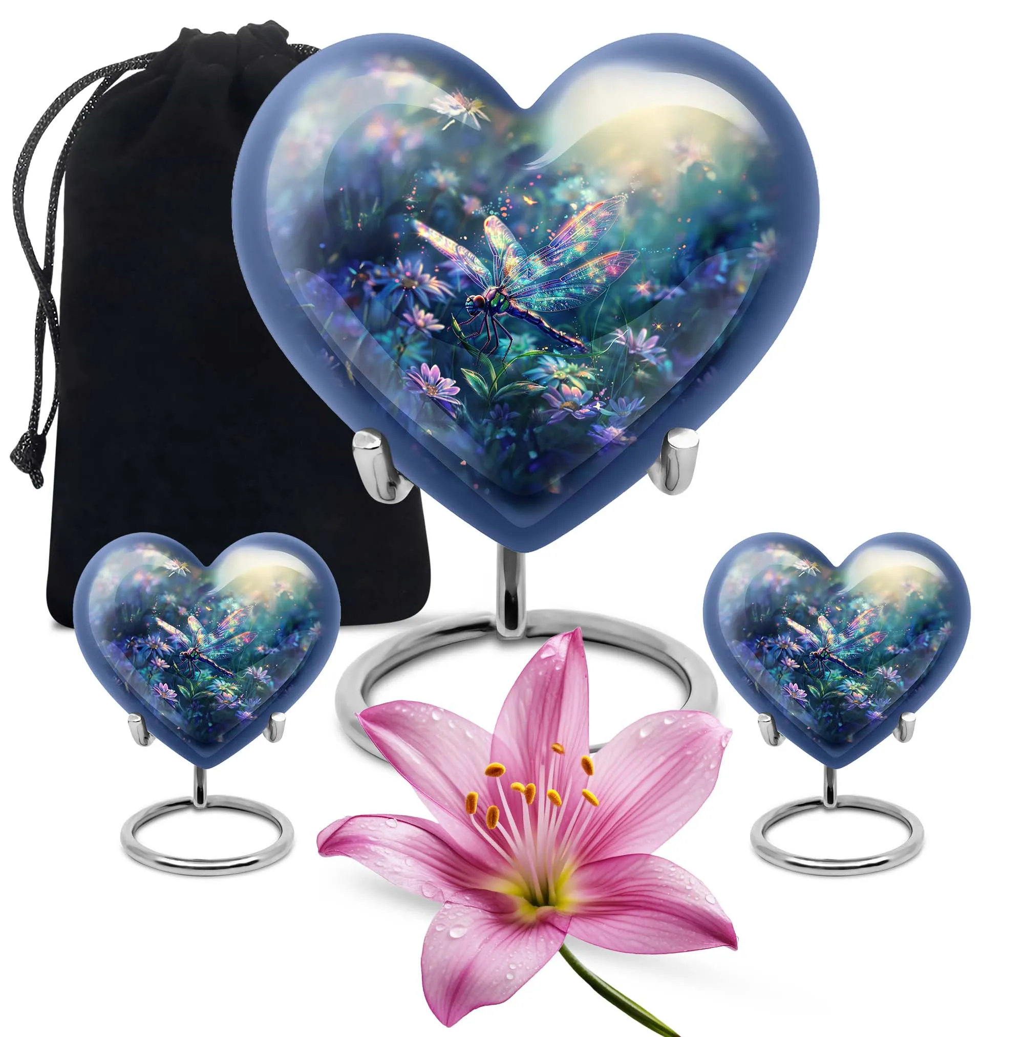 Cosmic Dragonfly Eternity - 10-Inch Aluminium Memorial Urn for Human Ashes