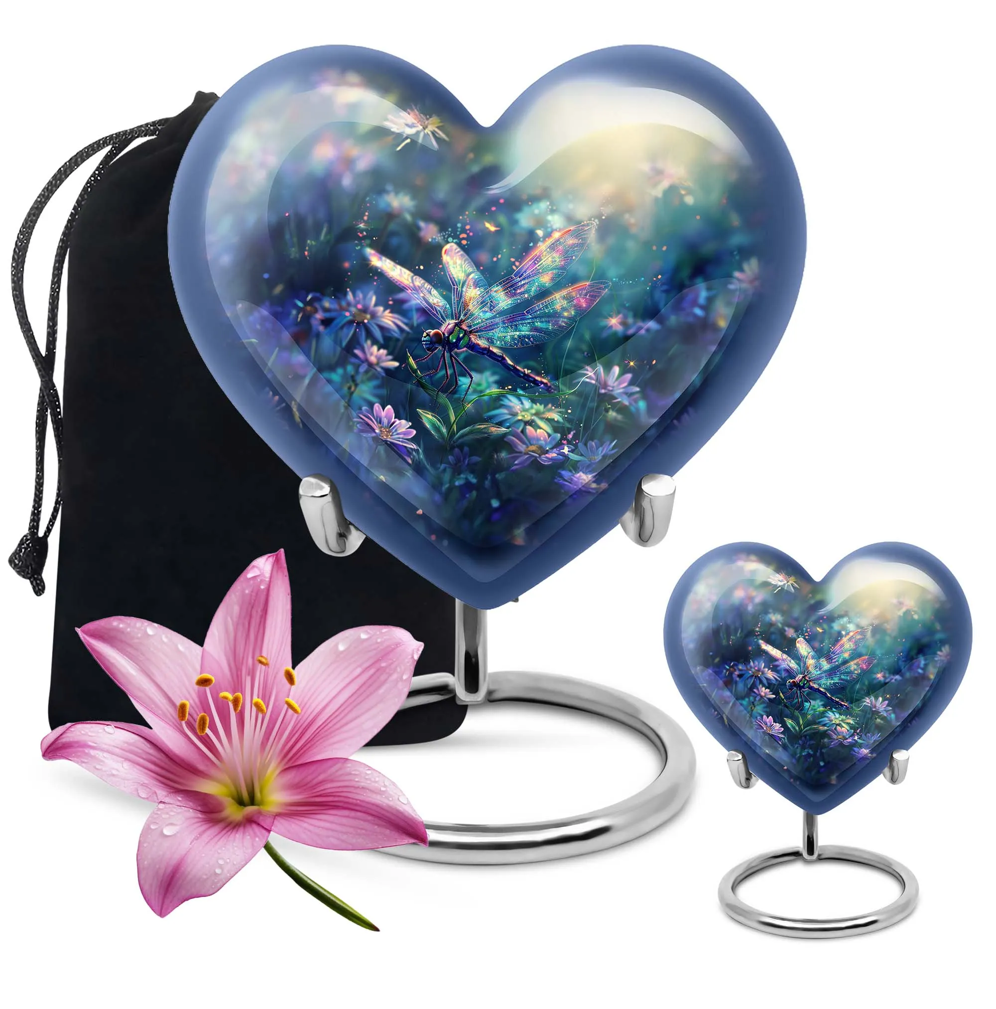 Cosmic Dragonfly Eternity - 10-Inch Aluminium Memorial Urn for Human Ashes