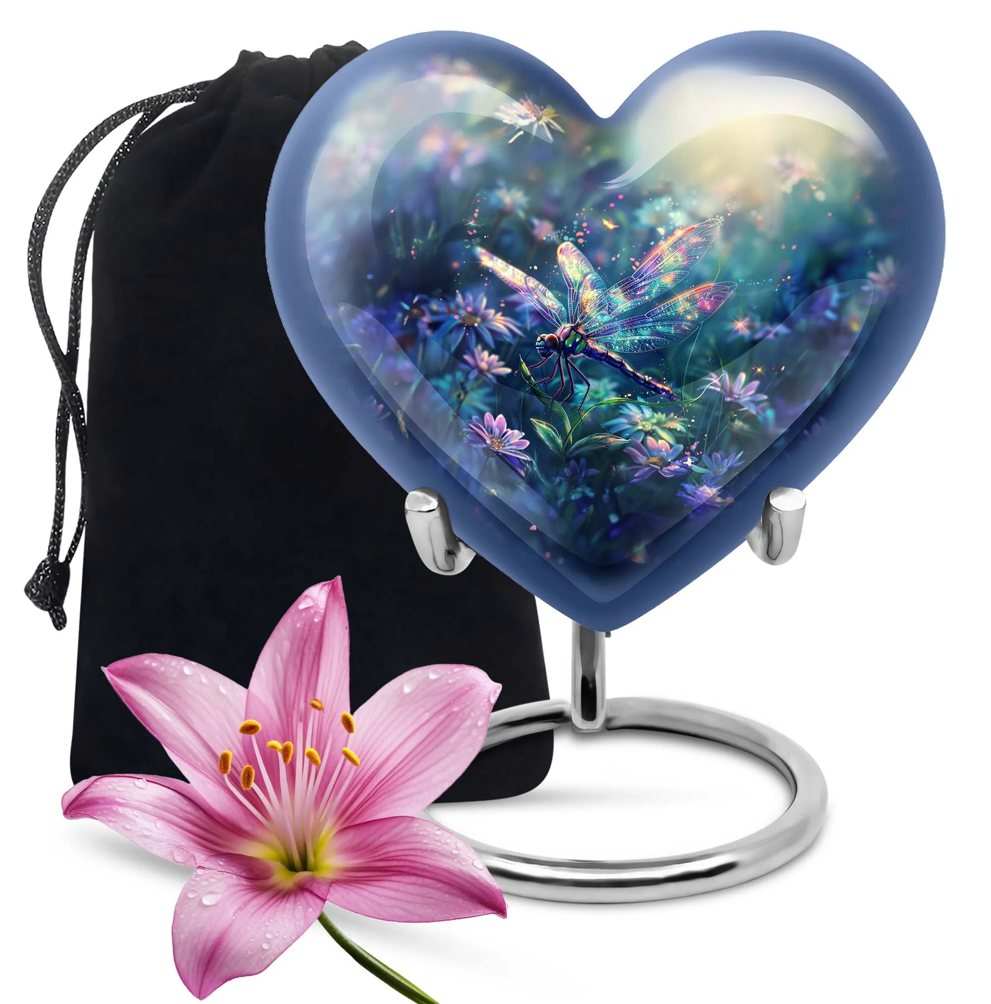 Cosmic Dragonfly Eternity - 10-Inch Aluminium Memorial Urn for Human Ashes