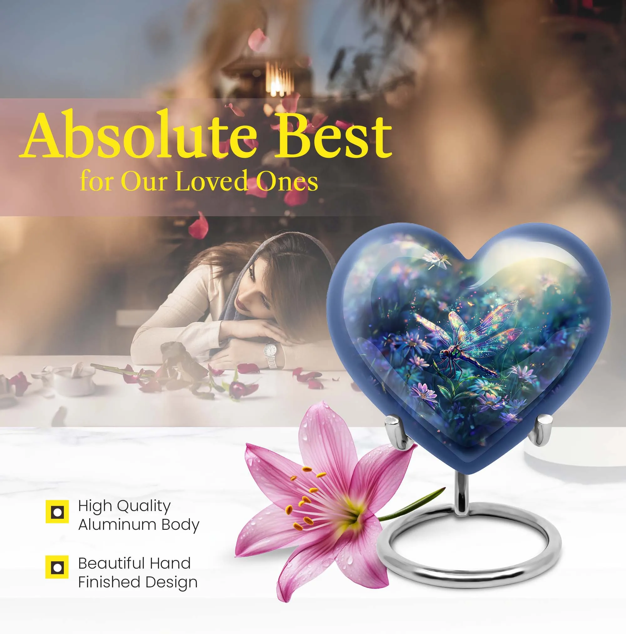 Cosmic Dragonfly Eternity - 10-Inch Aluminium Memorial Urn for Human Ashes