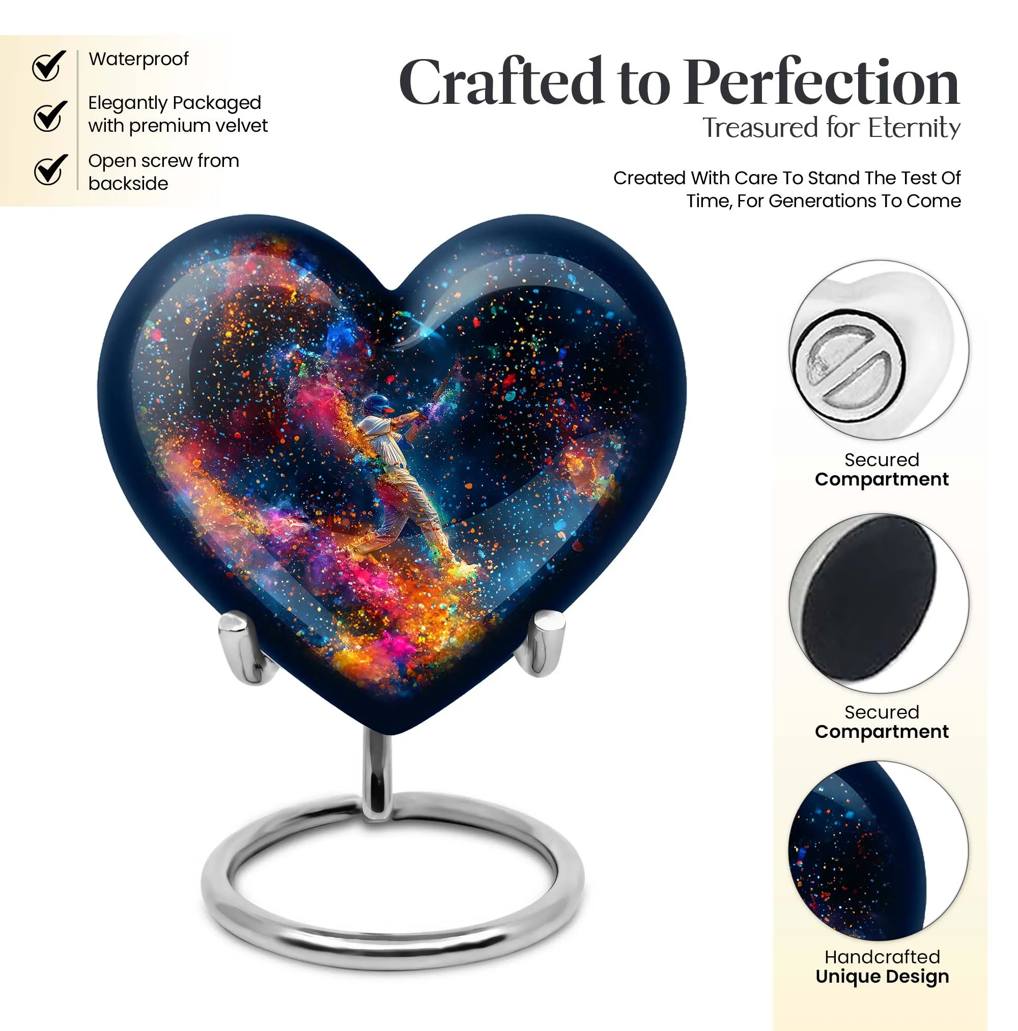 Cremation Commemoration: Large, Heart-Themed Baseball Urn