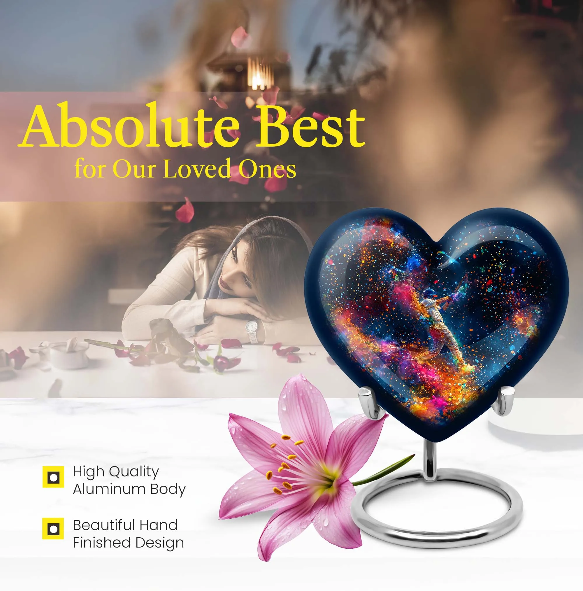Cremation Commemoration: Large, Heart-Themed Baseball Urn