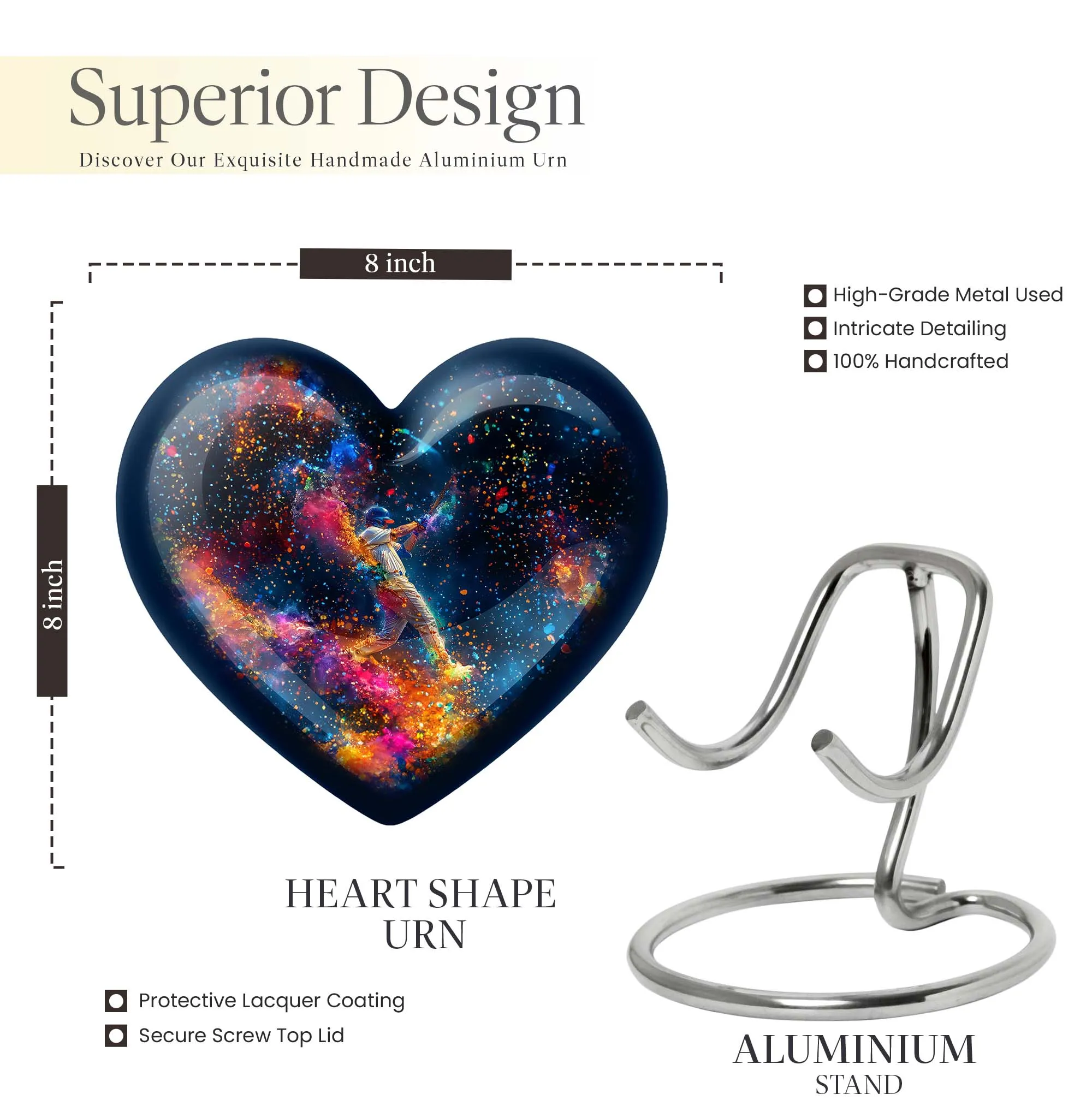 Cremation Commemoration: Large, Heart-Themed Baseball Urn