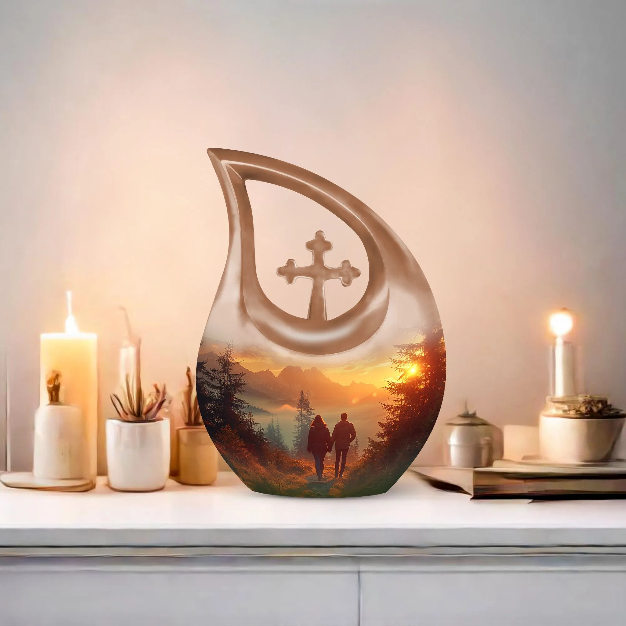Cross Drop Dawn's Gentle Embrace Remembrance Urn