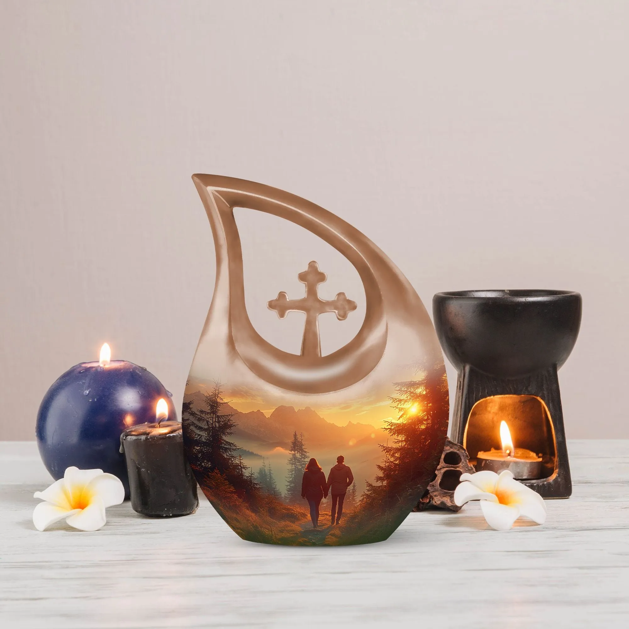 Cross Drop Dawn's Gentle Embrace Remembrance Urn
