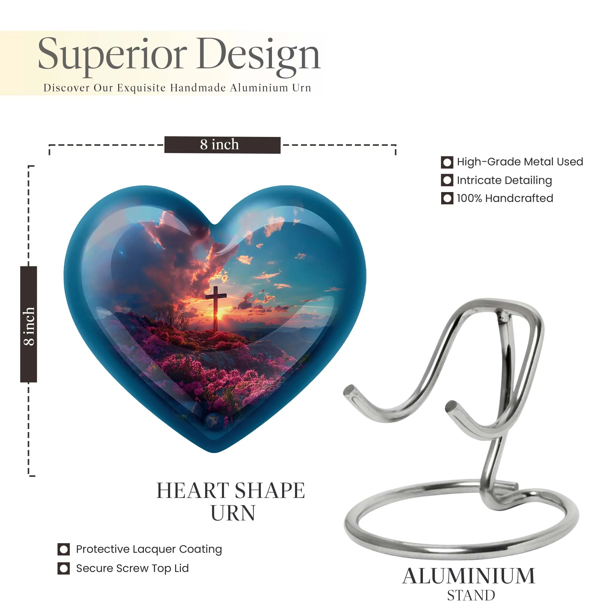 Cross Urn Tribute: Heart Themed Dad Memorial Cremation Keepsake