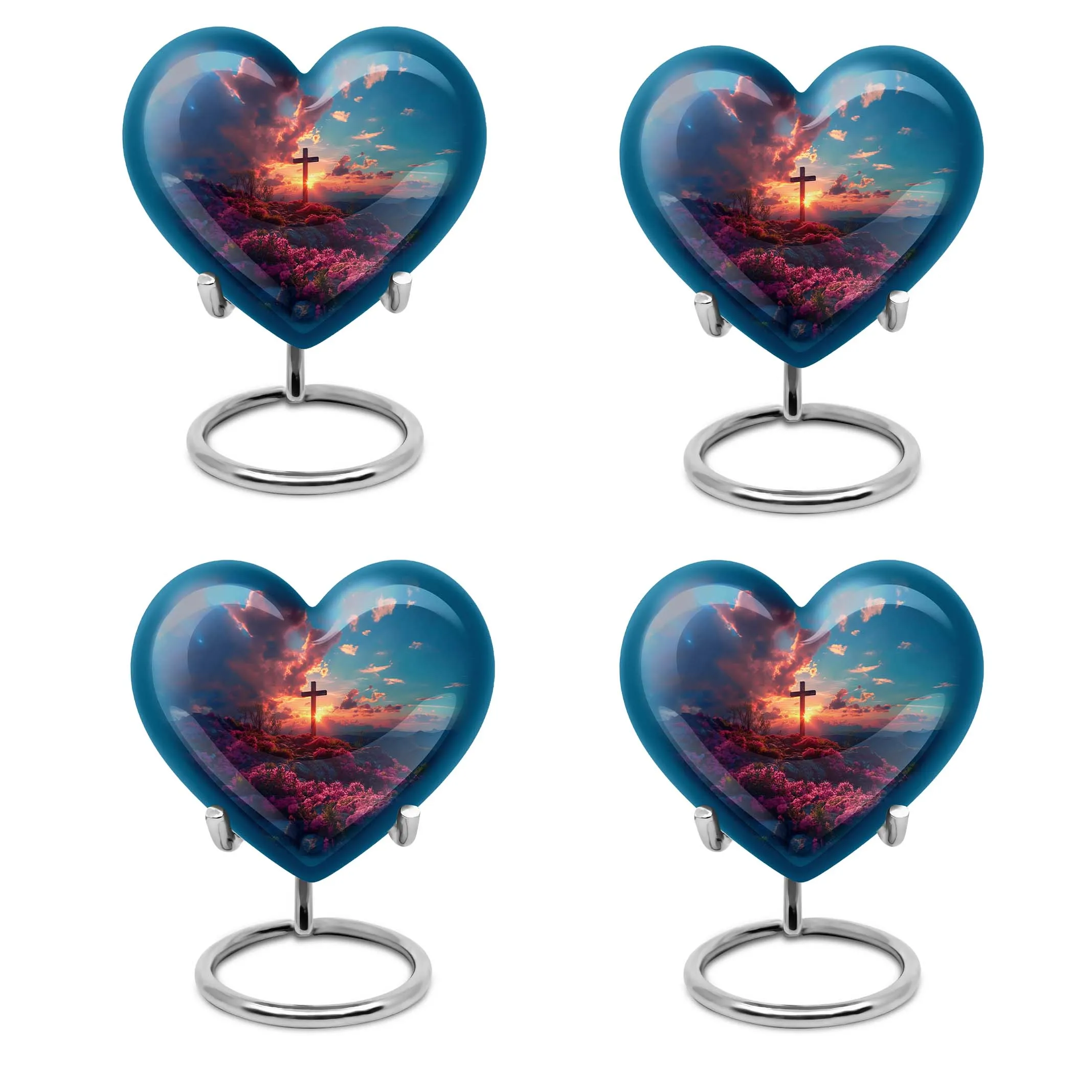 Cross Urn Tribute: Heart Themed Dad Memorial Cremation Keepsake