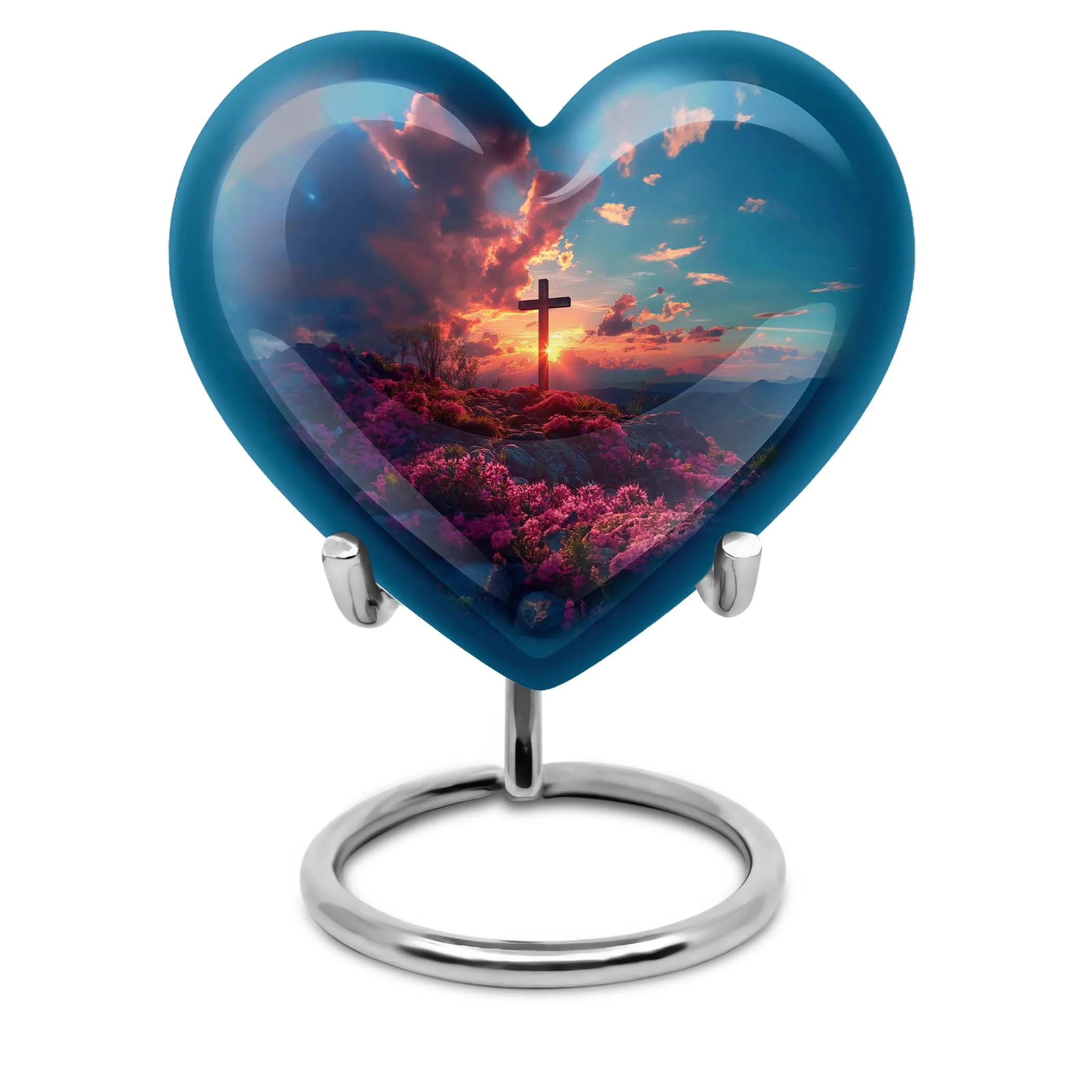 Cross Urn Tribute: Heart Themed Dad Memorial Cremation Keepsake