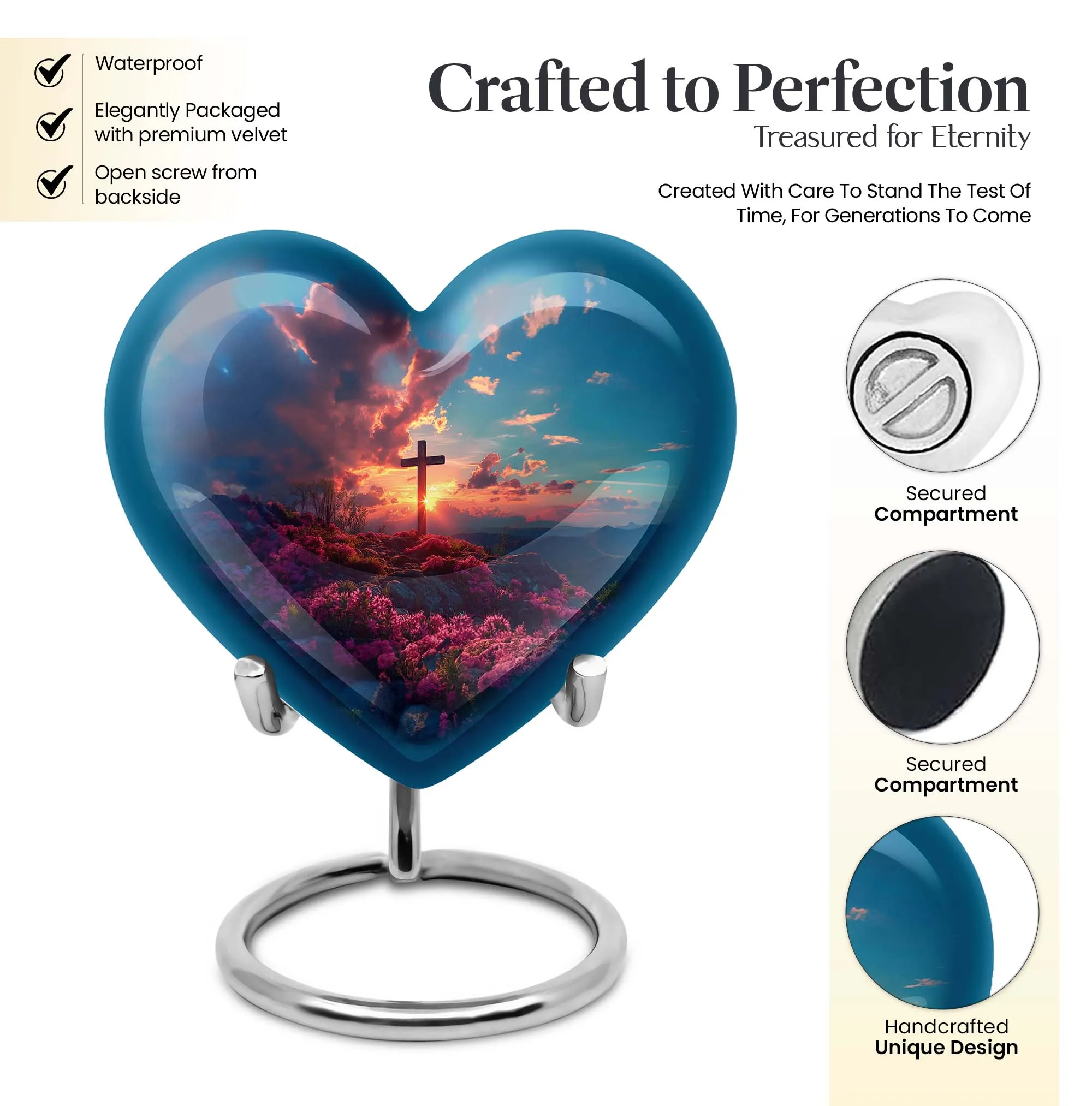 Cross Urn Tribute: Heart Themed Dad Memorial Cremation Keepsake