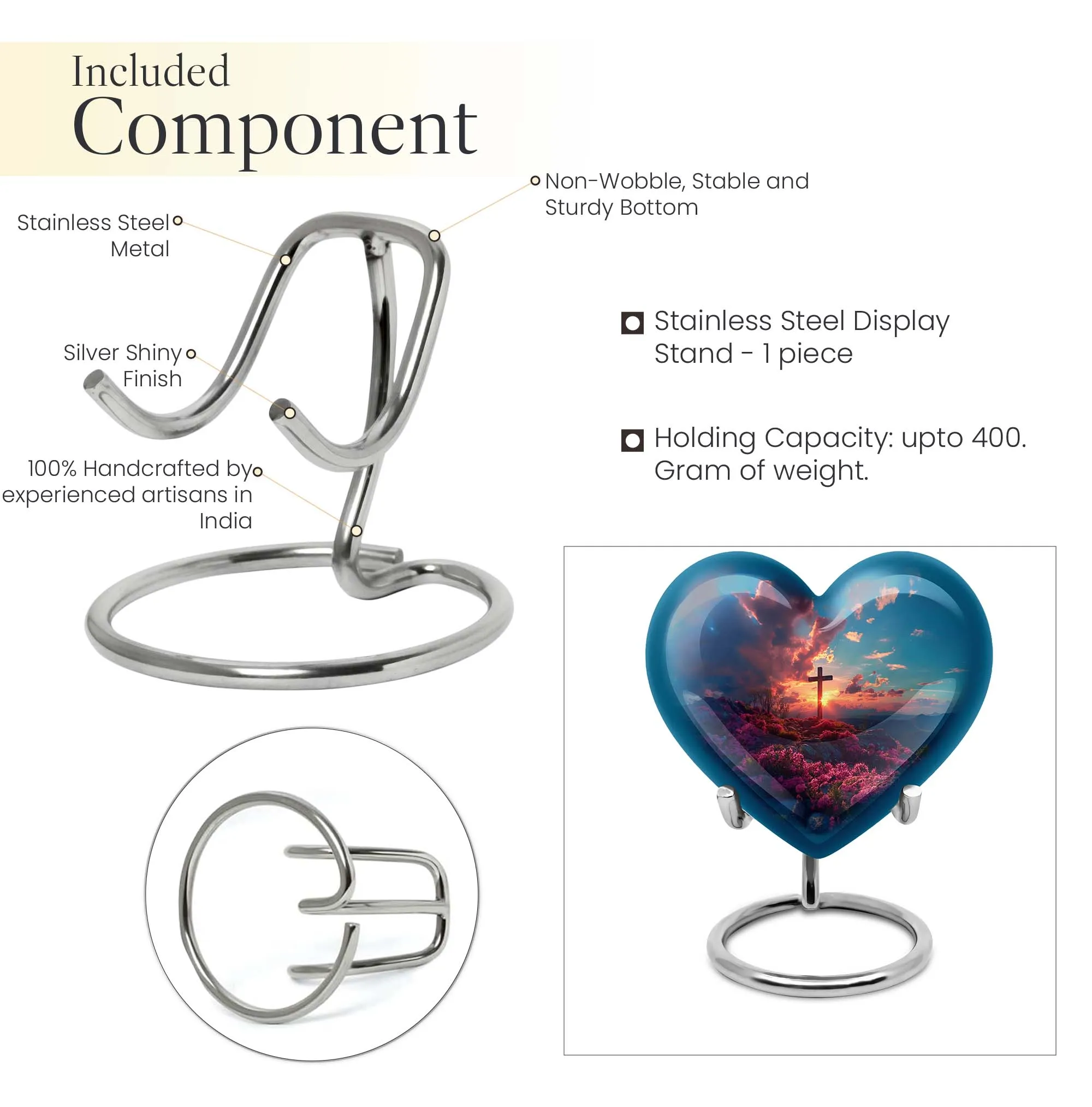 Cross Urn Tribute: Heart Themed Dad Memorial Cremation Keepsake