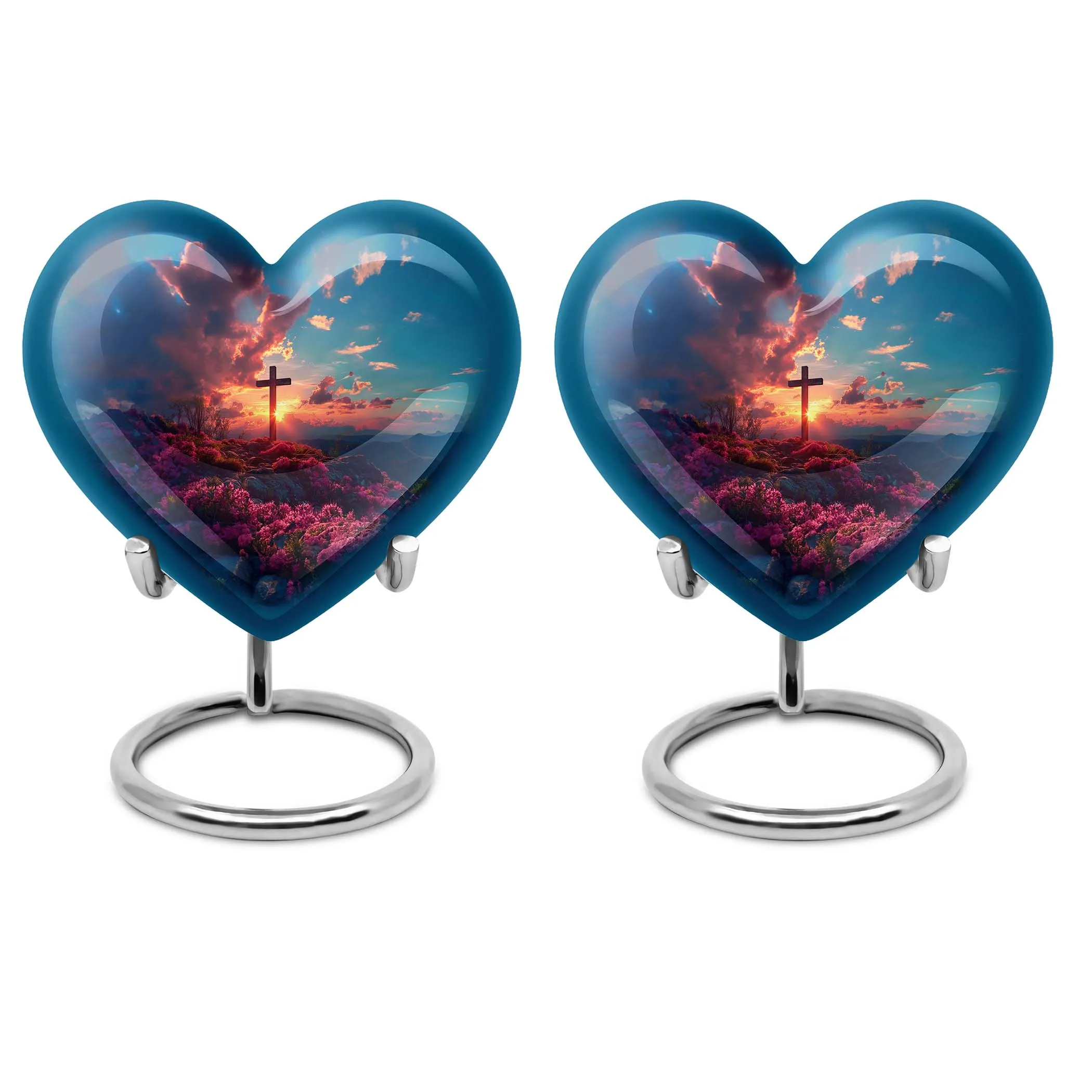 Cross Urn Tribute: Heart Themed Dad Memorial Cremation Keepsake