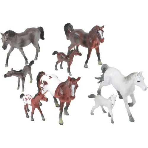 Deluxe Horse Stable Play Set | 4 Horses, 4 Ponies, White Corral & Accessories